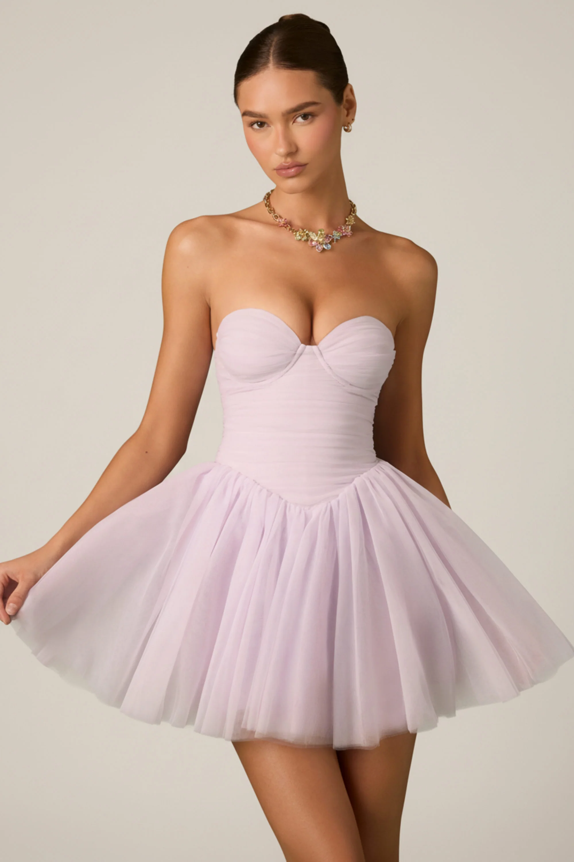 Tulle Corset Mini Dress in Lilac - Image 7