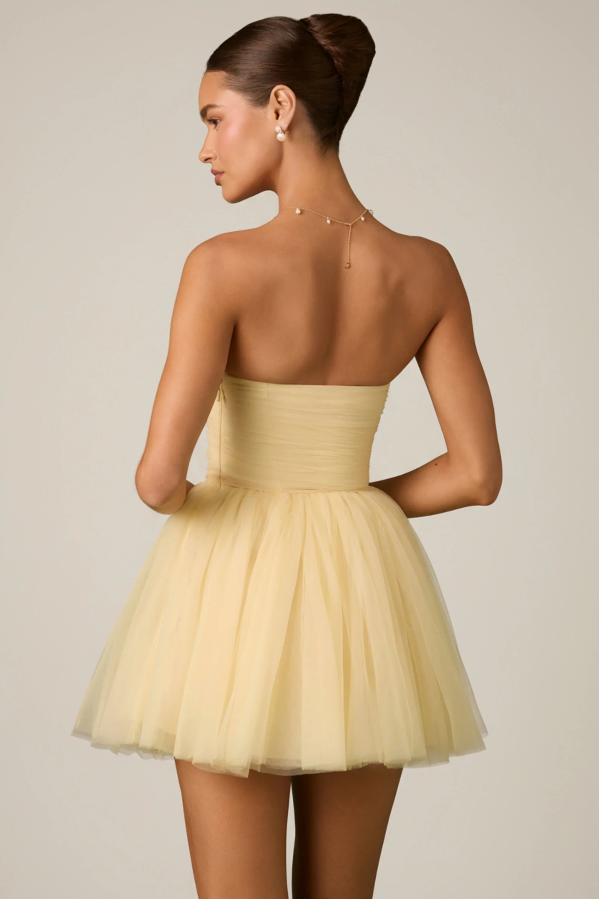 Tulle Corset Mini Dress in Yellow - Image 2