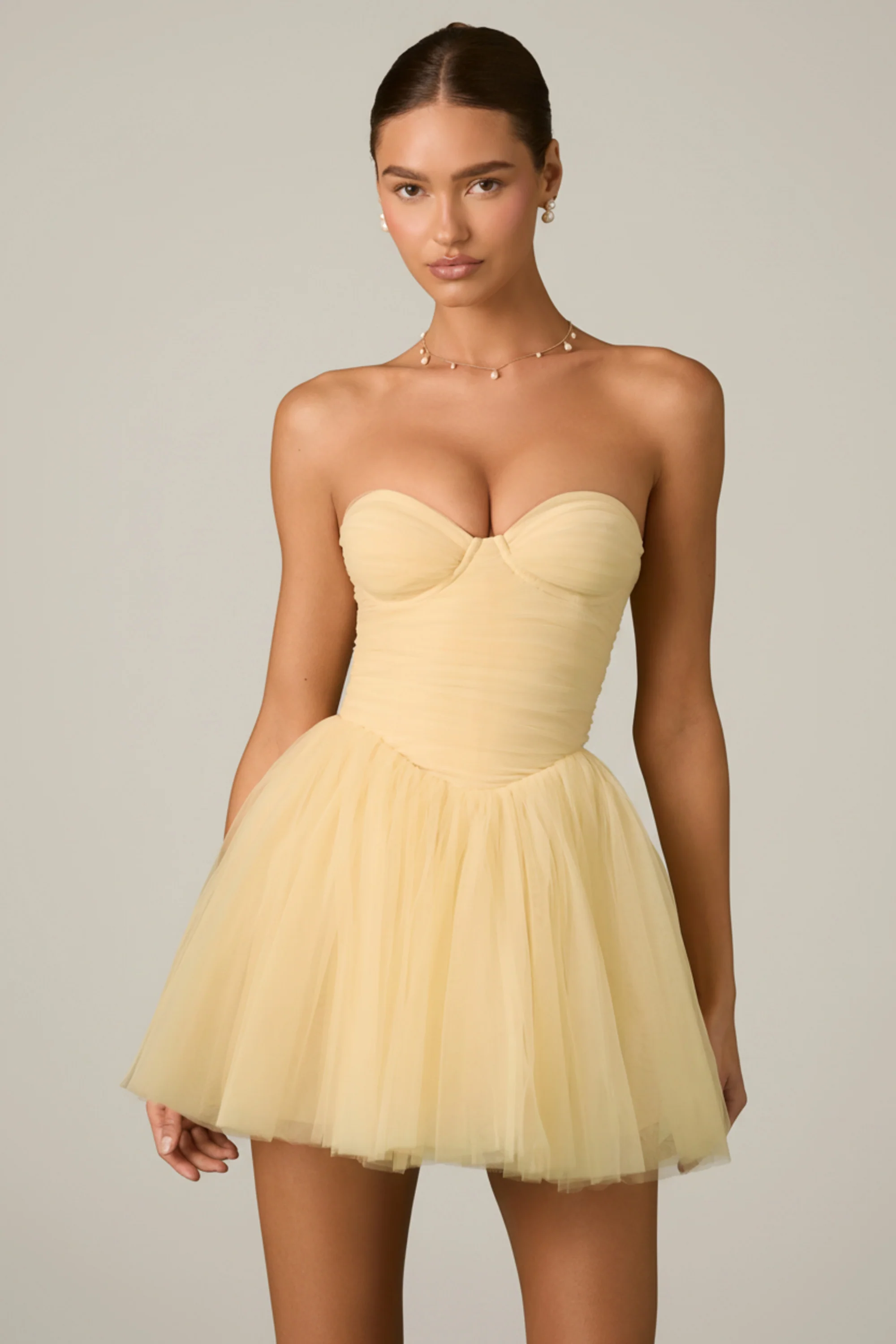 Tulle Corset Mini Dress in Yellow - Image 7