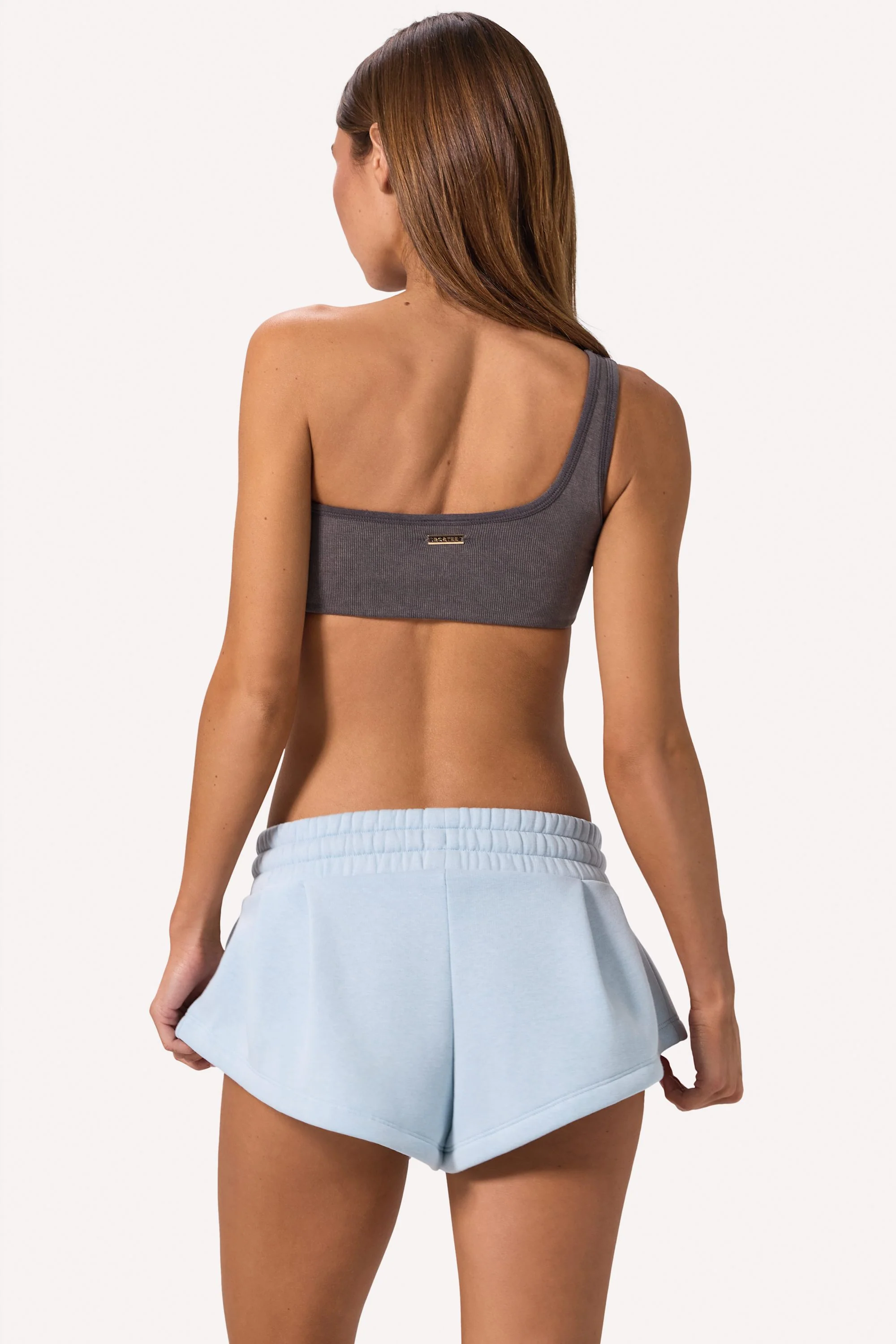 One-Shoulder Sports Bra in Washed Charcoal - Image 2