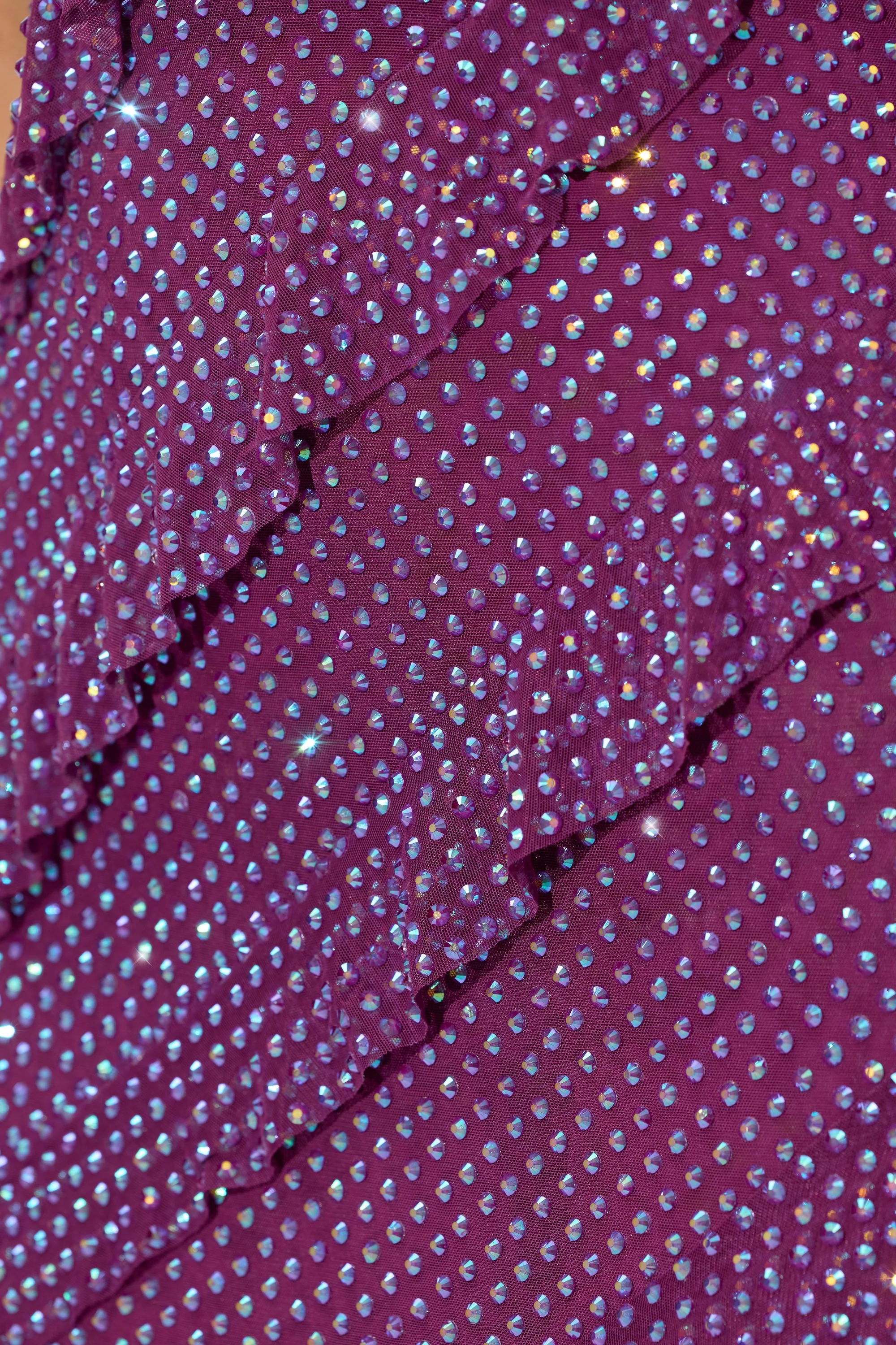 Embellished Bandeau Ruffle Maxi Dress in Plum - Image 4