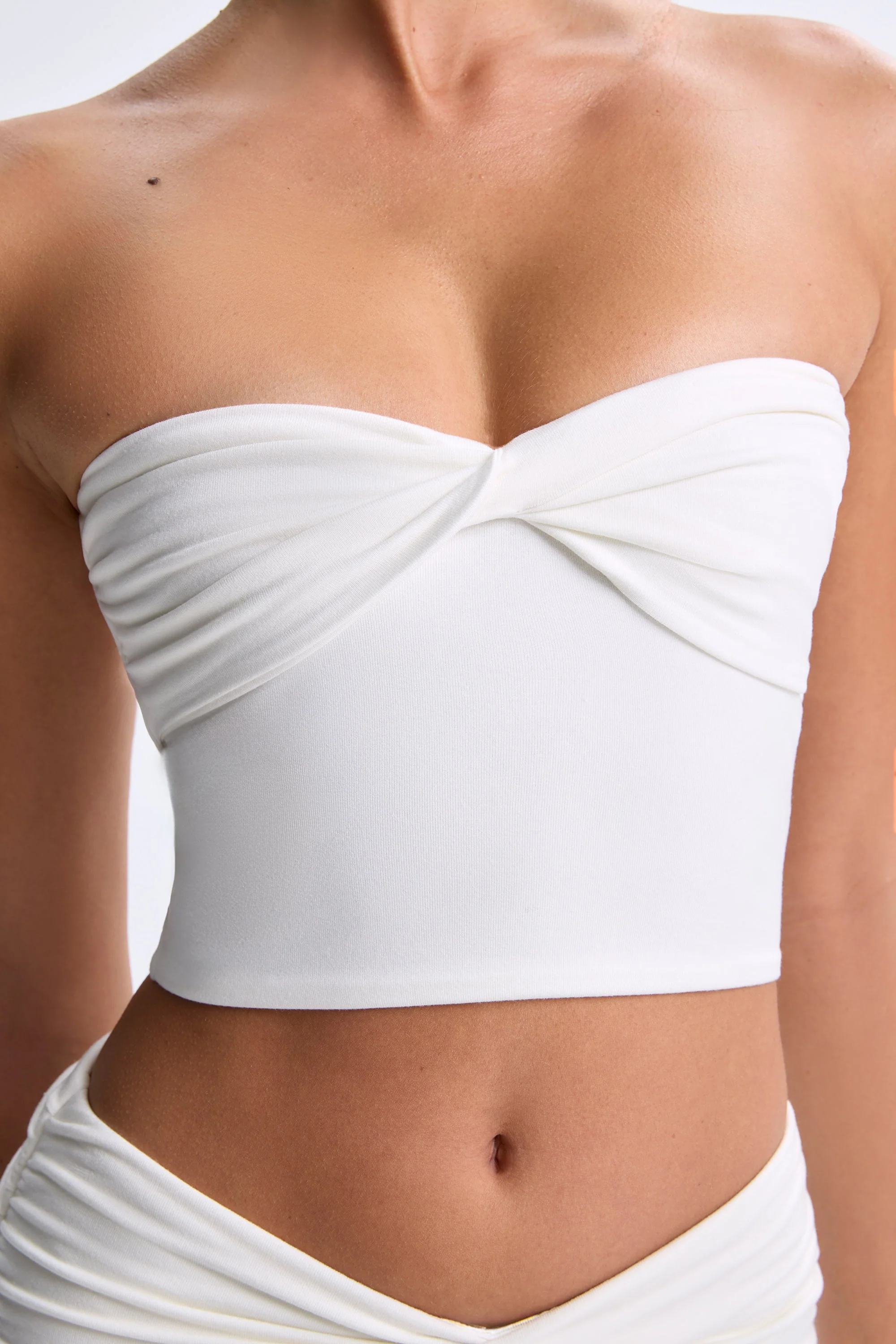 Modal Twist-Front Bandeau Top in White - Image 4