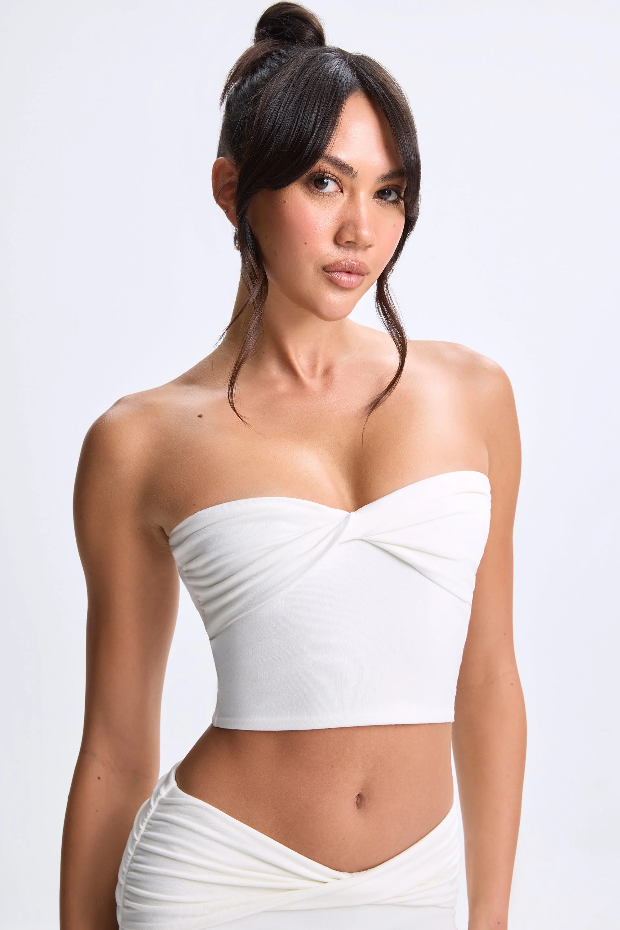 Modal Twist-Front Bandeau Top in White - Image 6