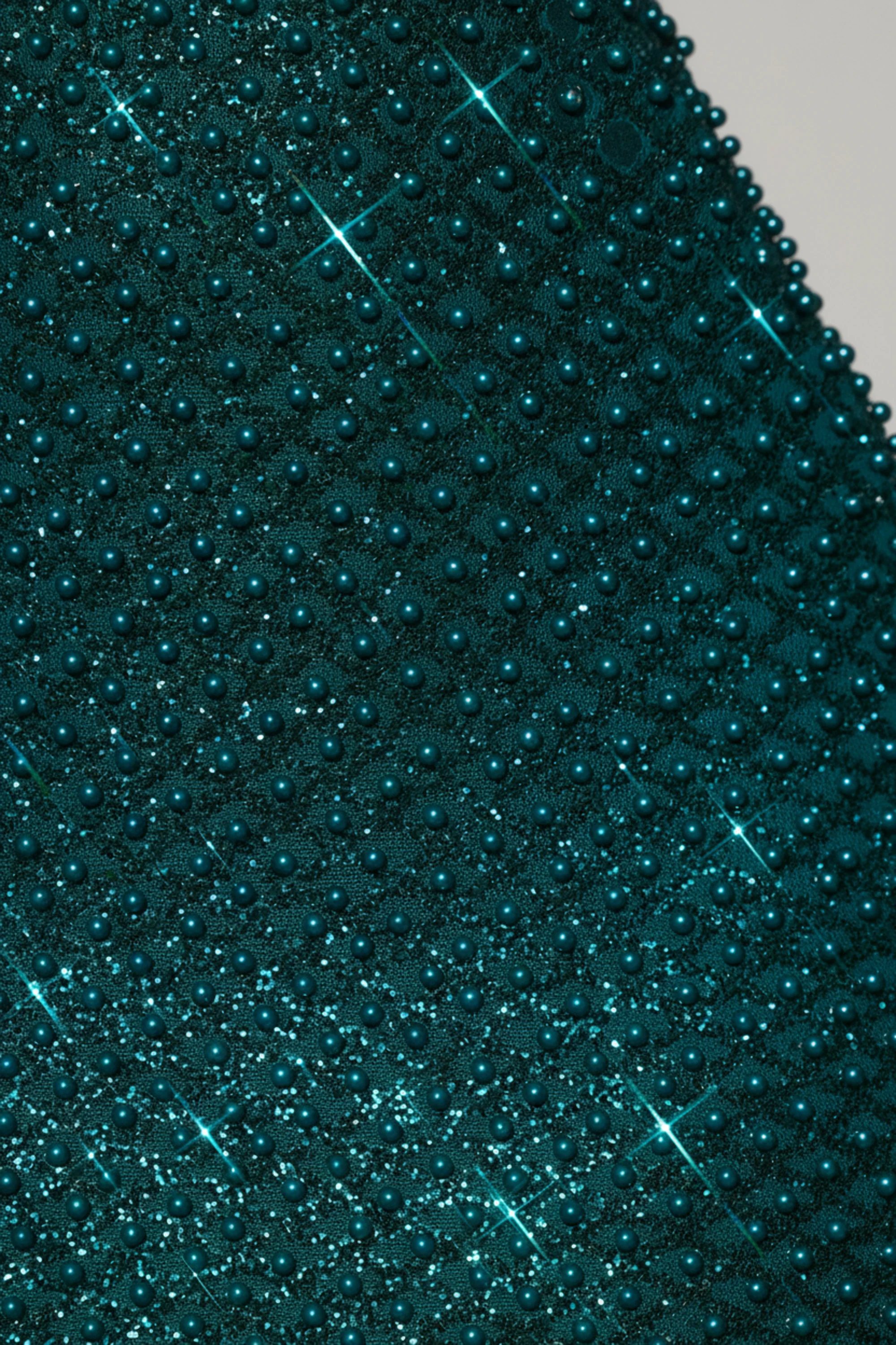 Embellished Sweetheart-Neck Midi Dress in Teal Green - Image 4