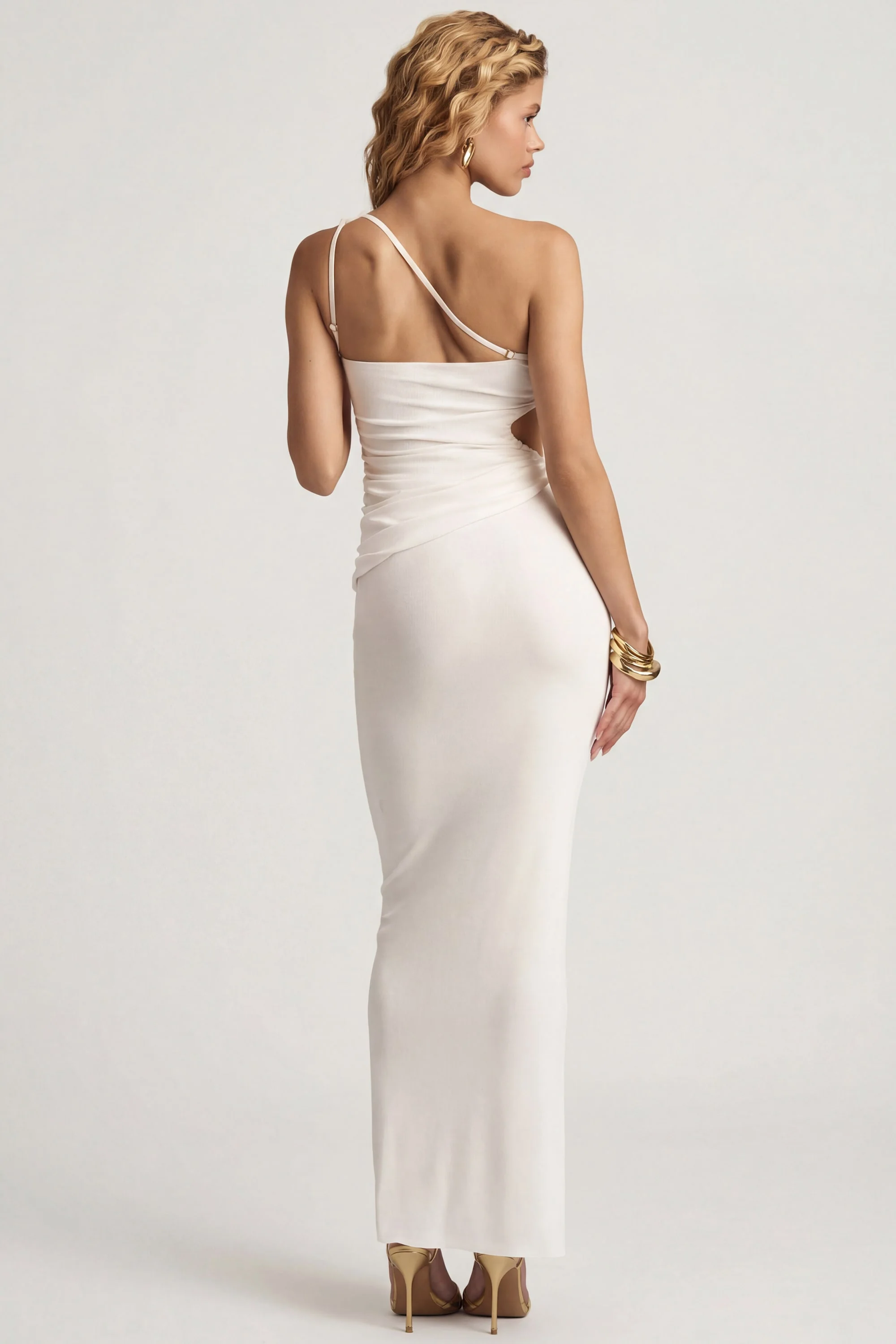 Textured Jersey Low-Rise Maxi Skirt in White - Image 2