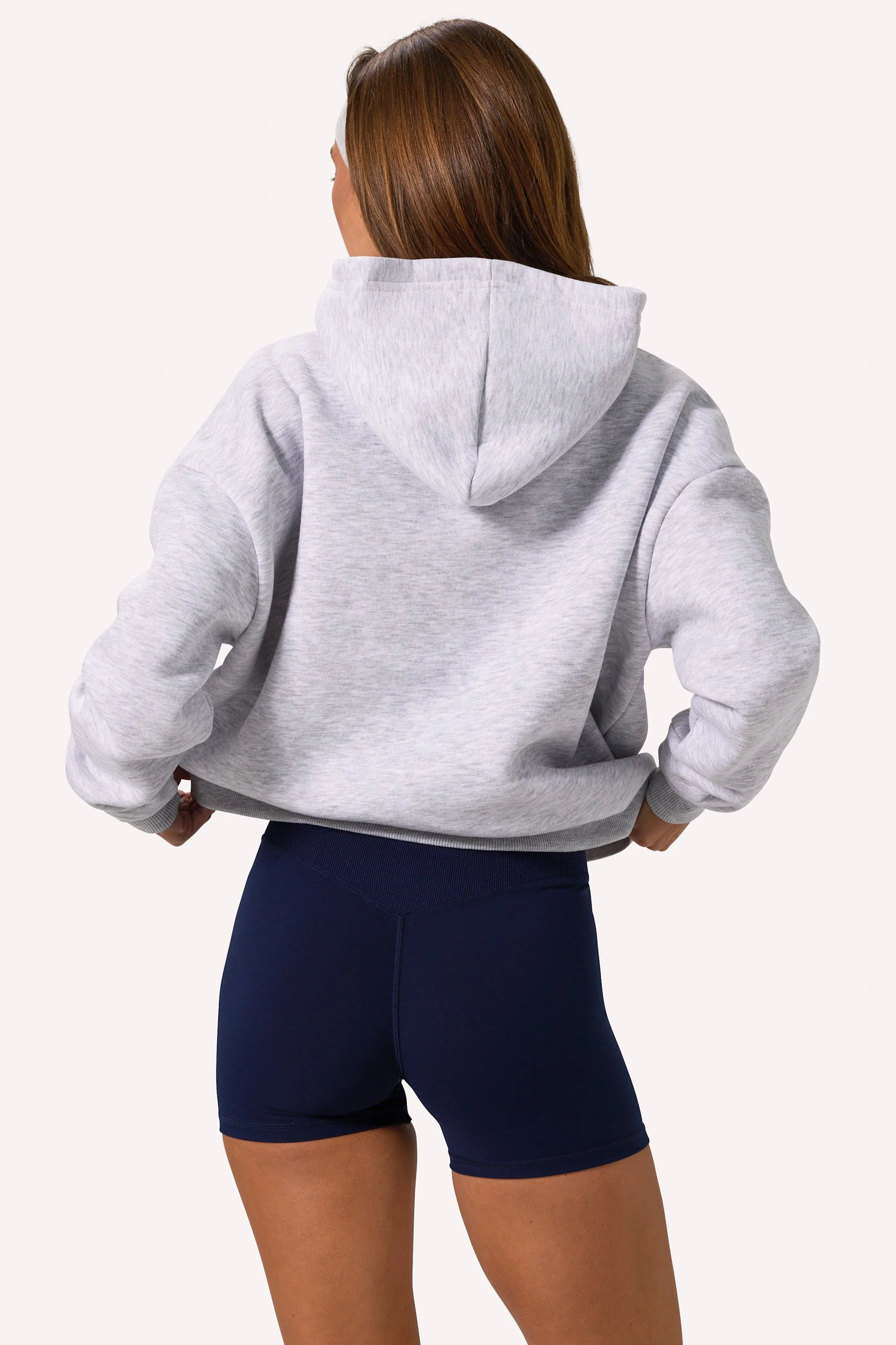 Embroidered Oversized Hoodie in Grey Marl - Image 2
