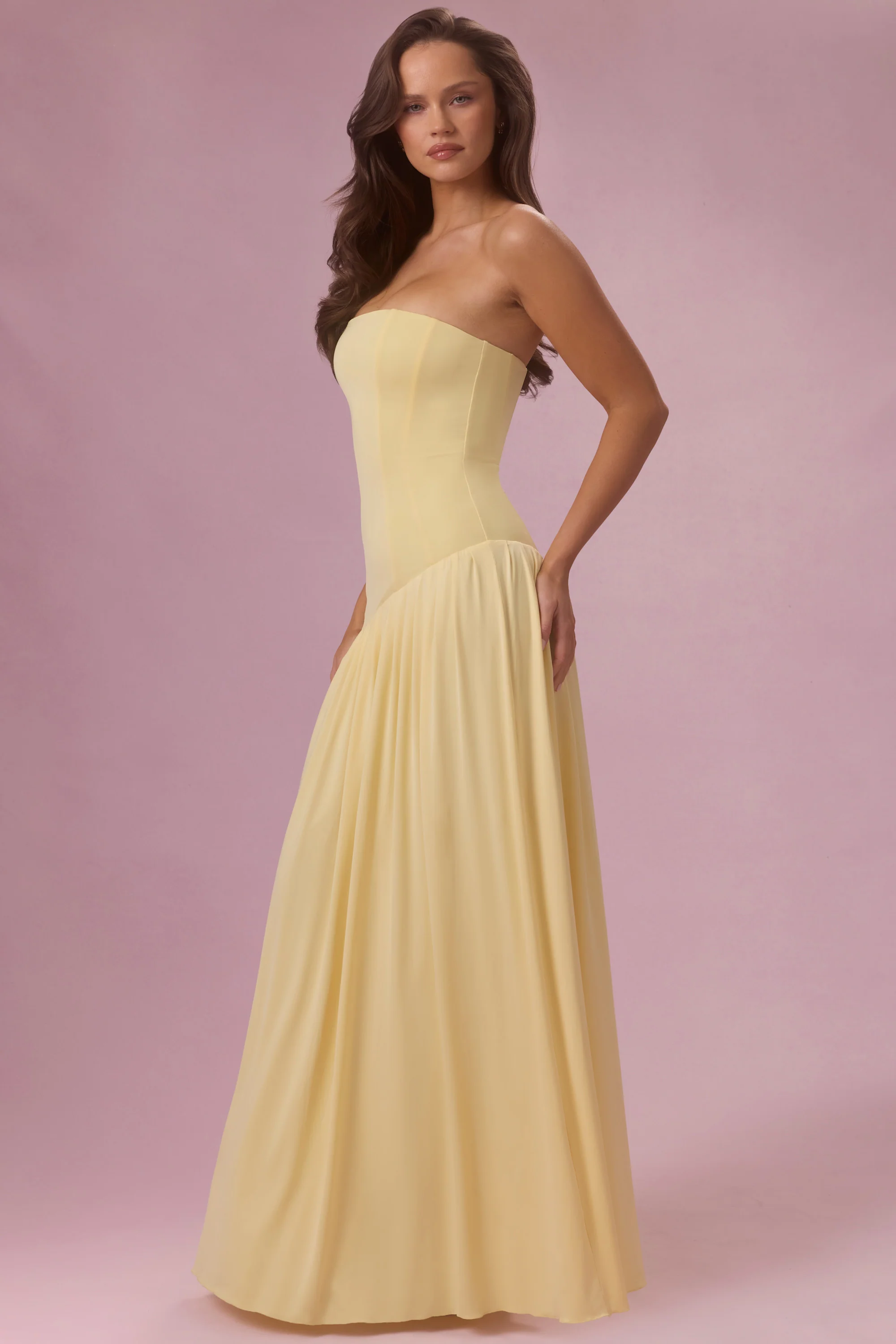 Jersey Strapless Gown in Butter - Image 3