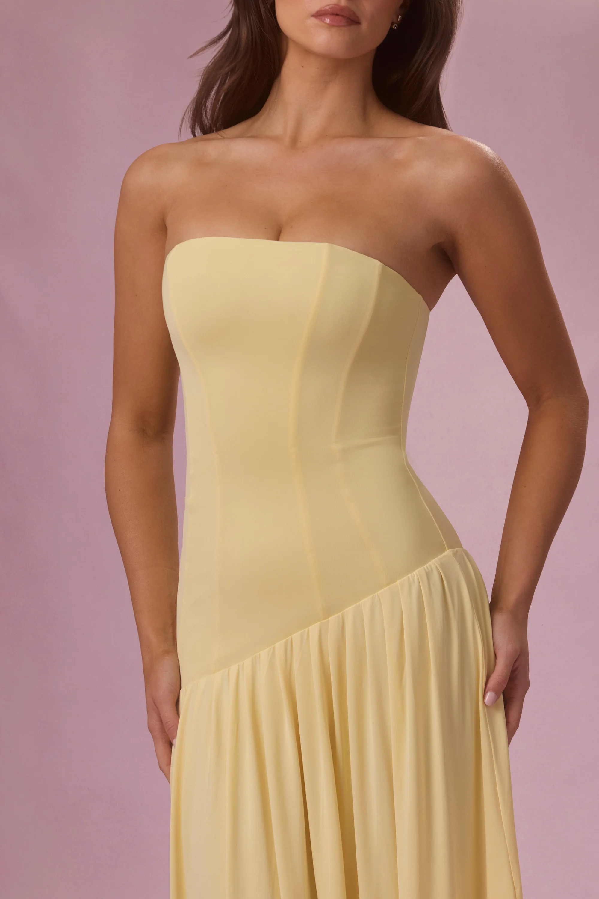 Jersey Strapless Gown in Butter - Image 4