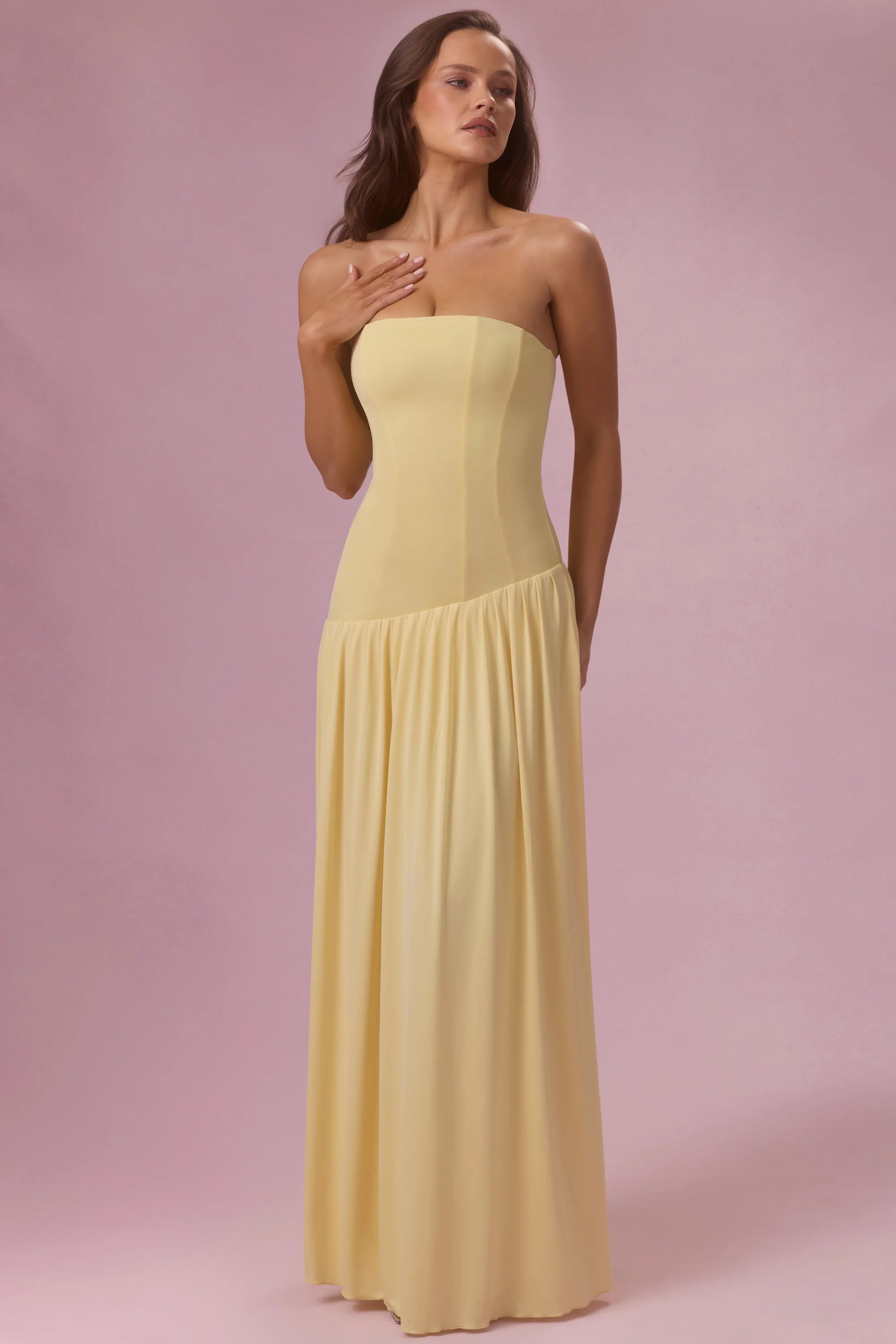 Jersey Strapless Gown in Butter - Image 5