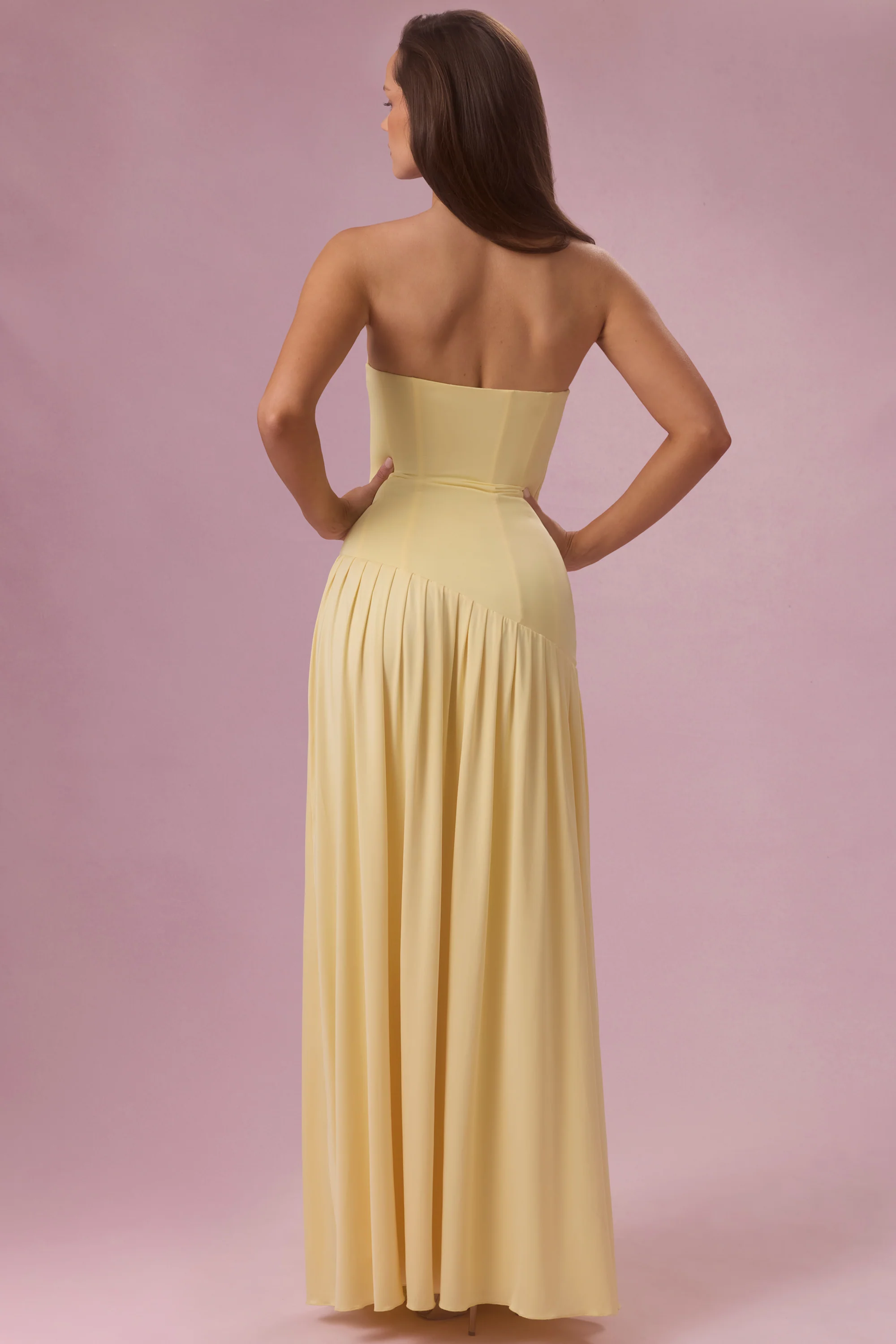 Jersey Strapless Gown in Butter - Image 6