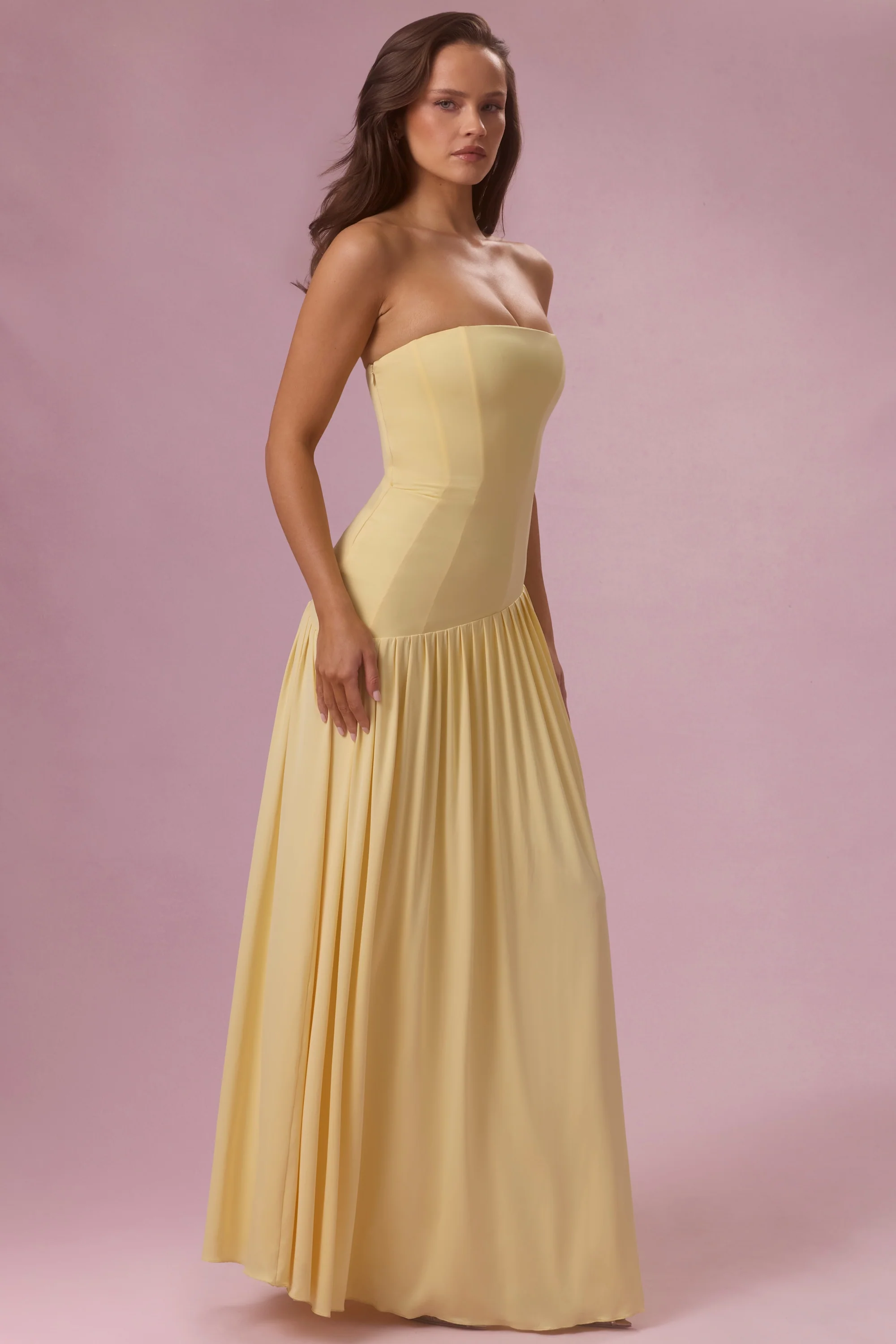 Jersey Strapless Gown in Butter - Image 7
