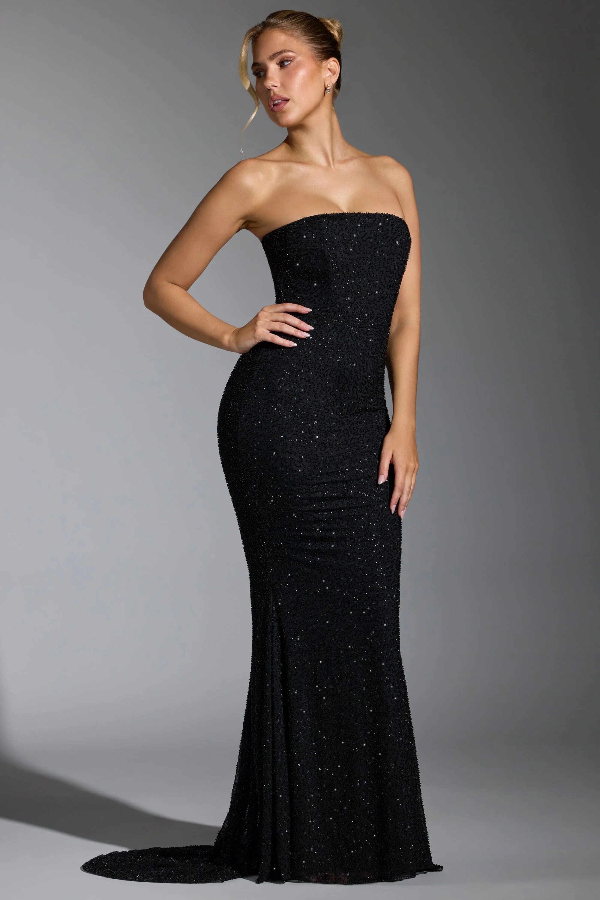 Embellished Corset Gown in Black - Image 7