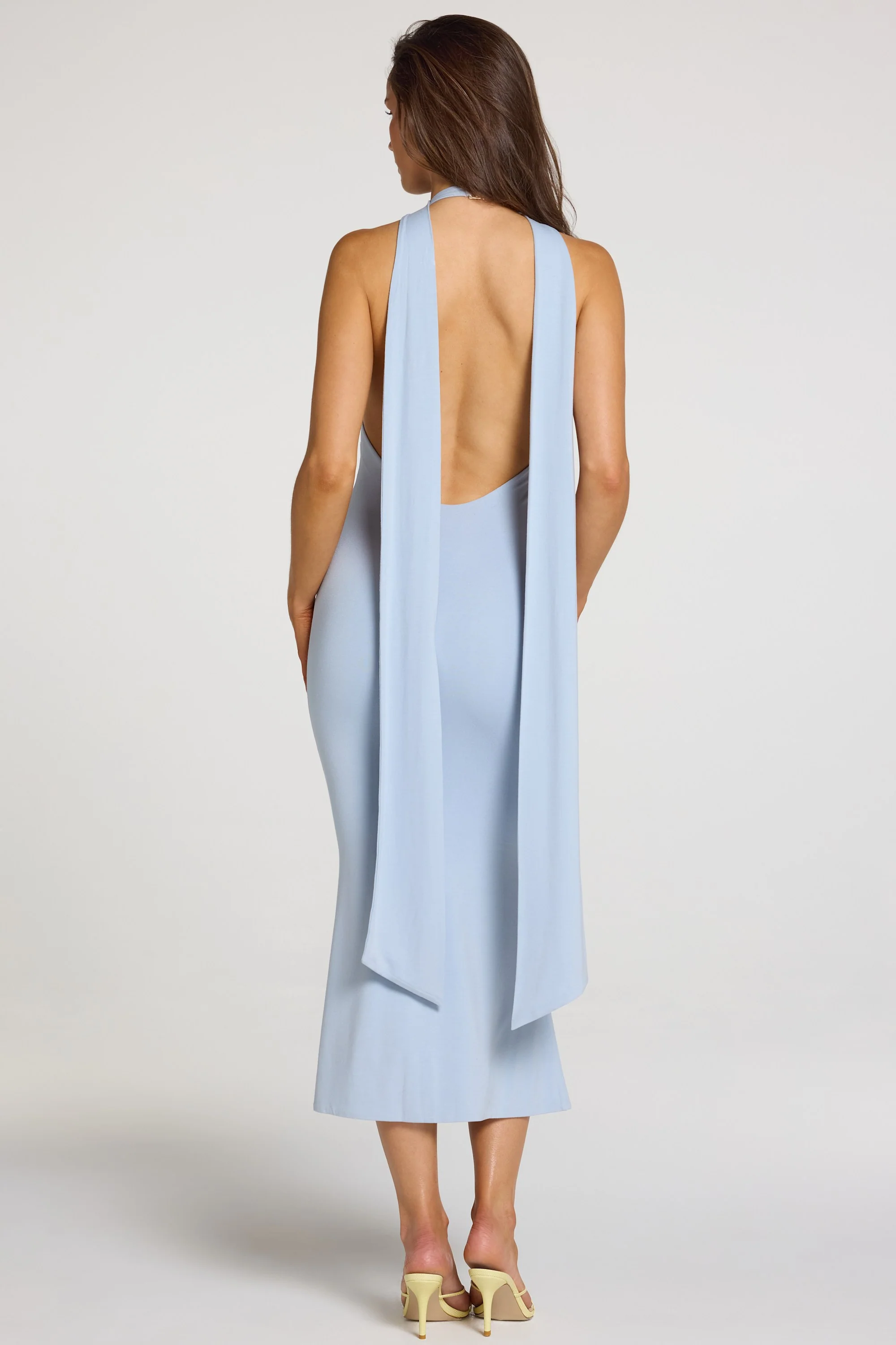 Modal Halterneck Midaxi Dress in Light Blue - Image 3