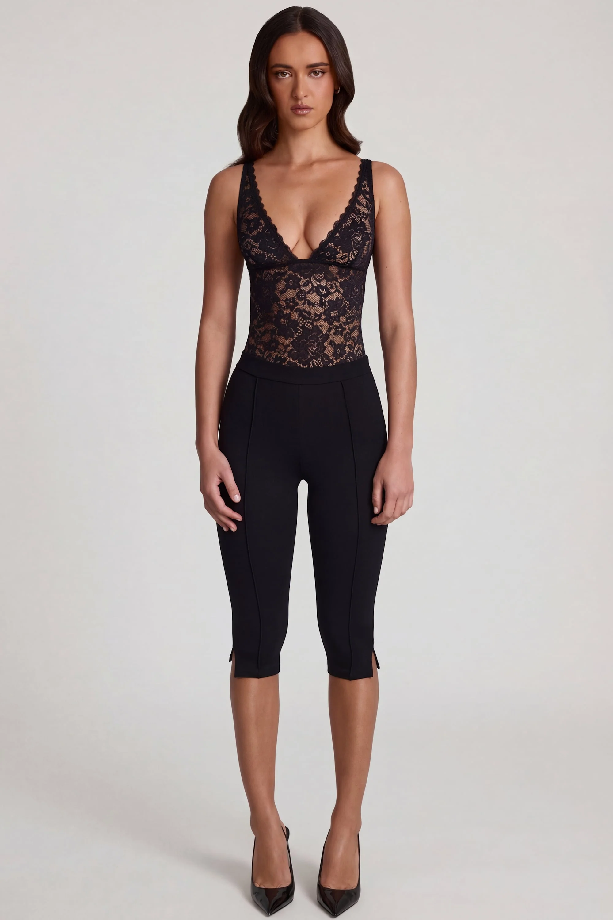 Ponte Jersey Cropped Capri Trousers in Black - Image 5