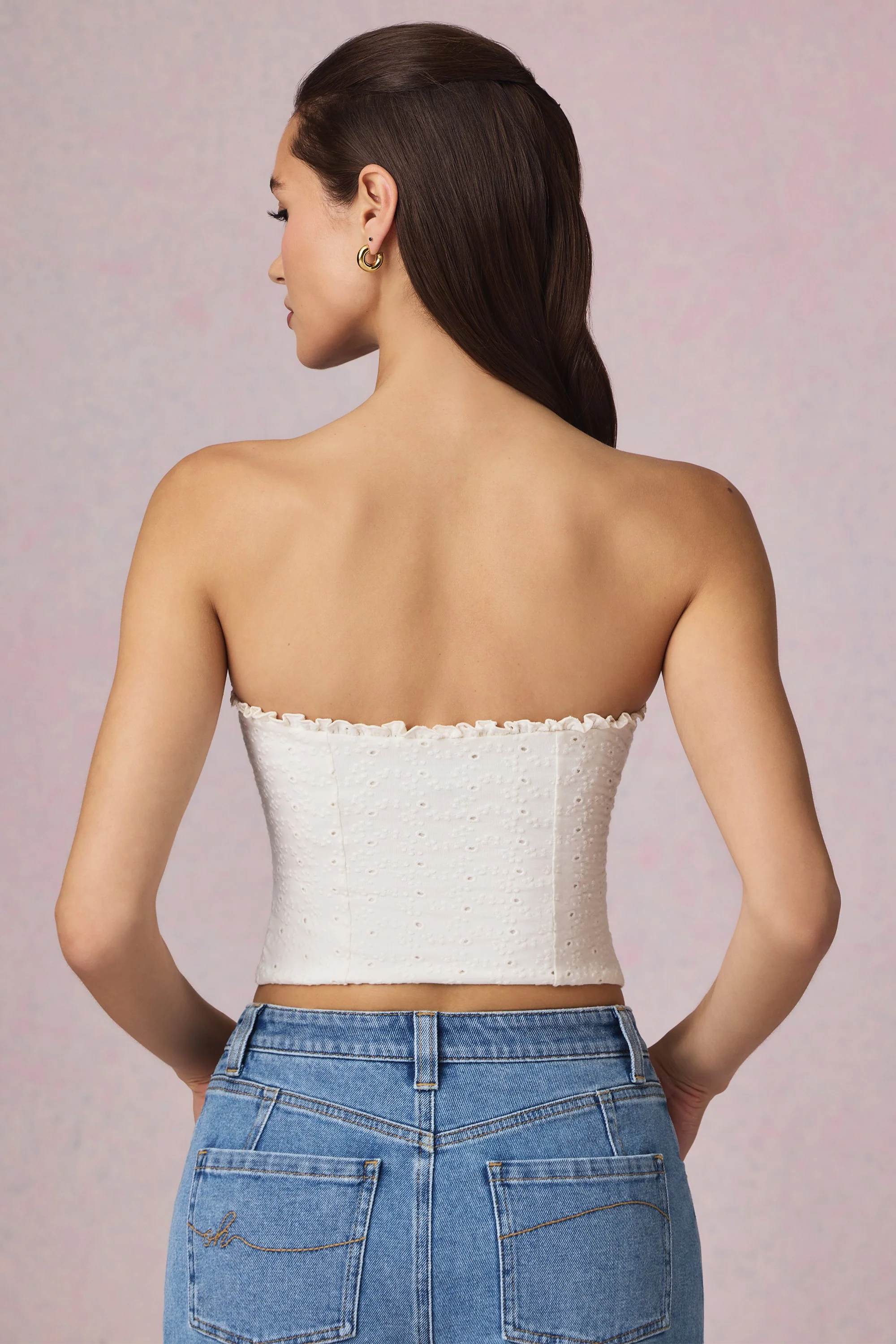 Modal Broderie Anglaise Camisole Top in White - Image 3