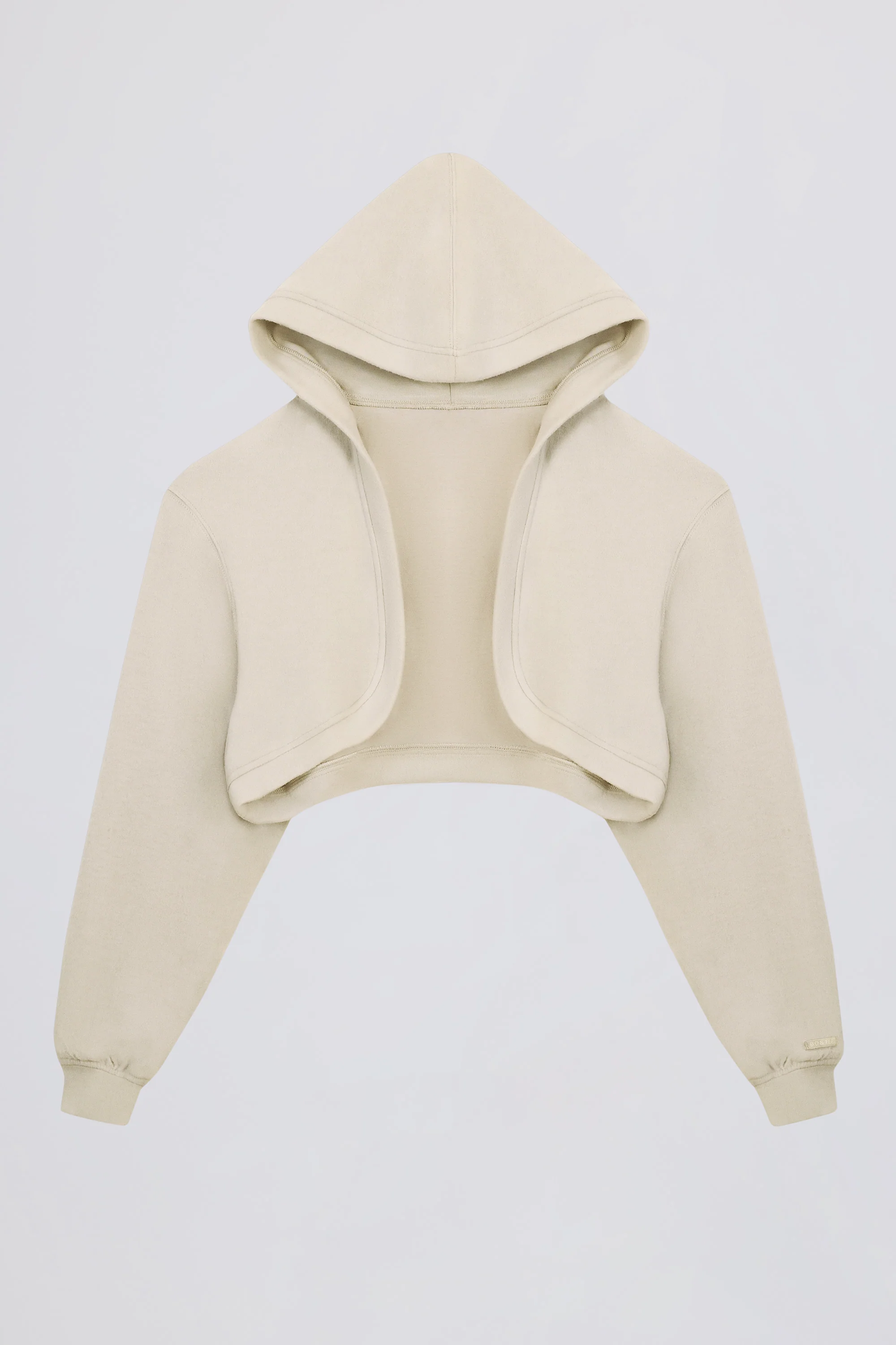 Brushed Jersey Hooded Cropped Shrug in Ecru - Image 2