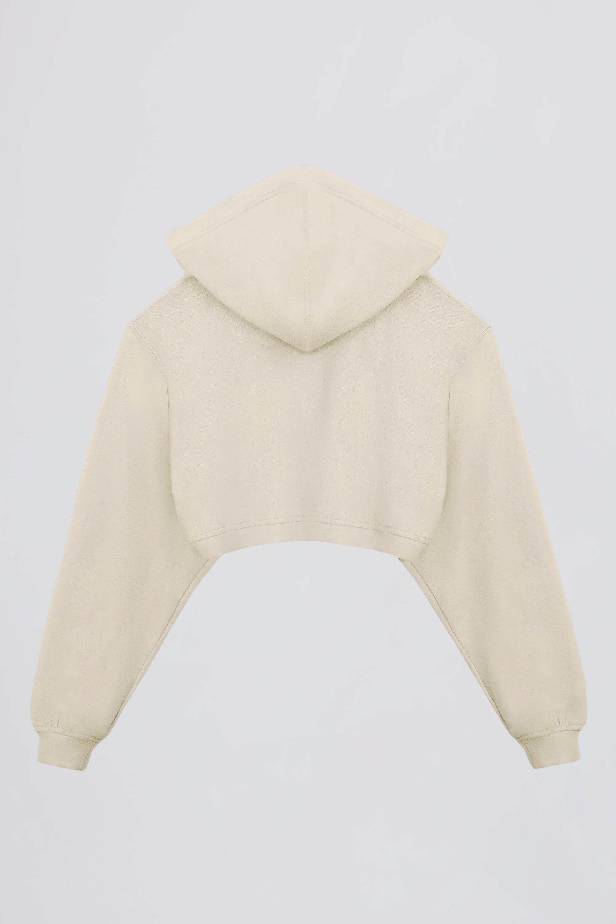 Brushed Jersey Hooded Cropped Shrug in Ecru - Image 4