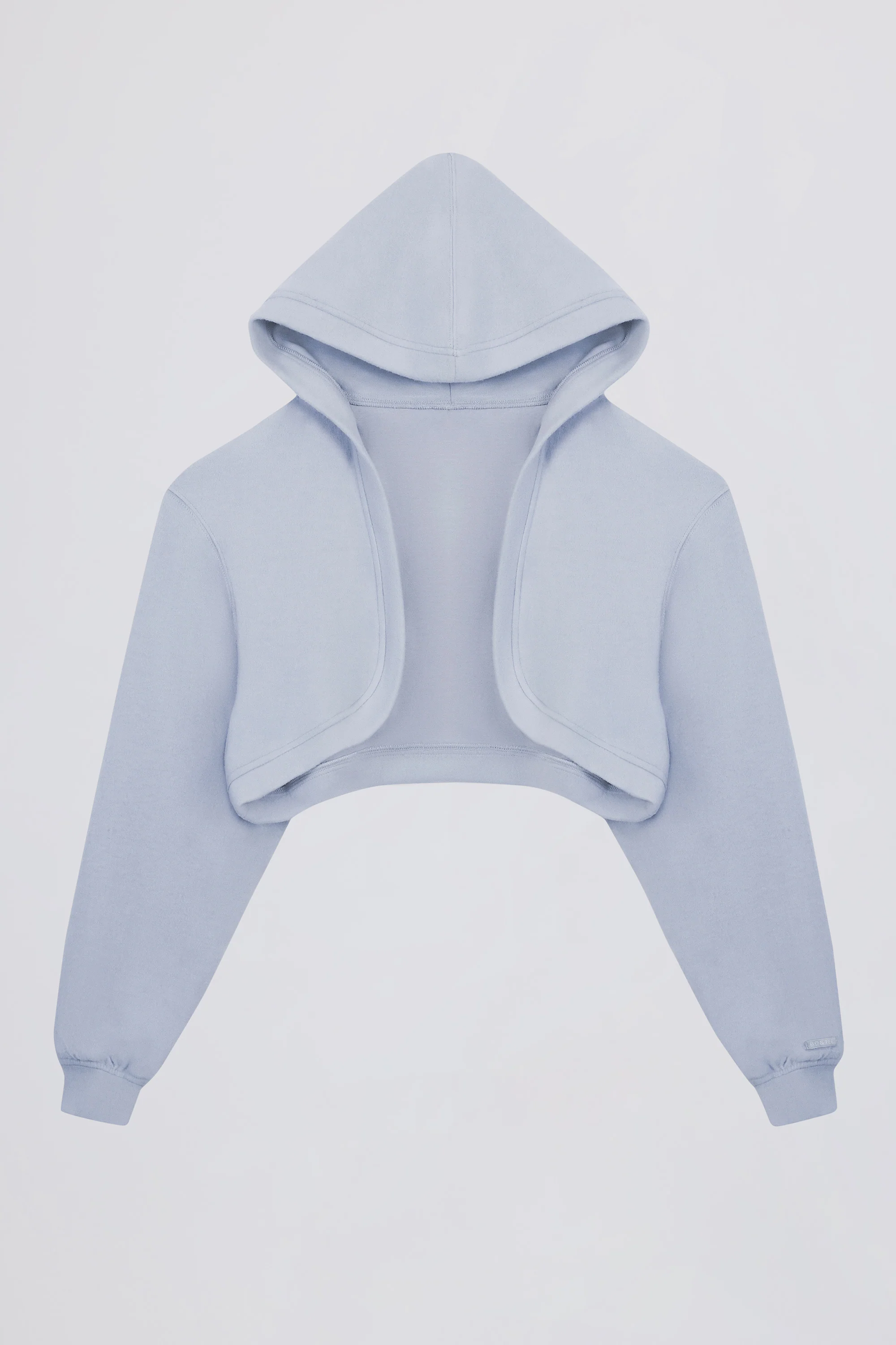 Brushed Jersey Hooded Cropped Shrug in Soft Blue - Image 2