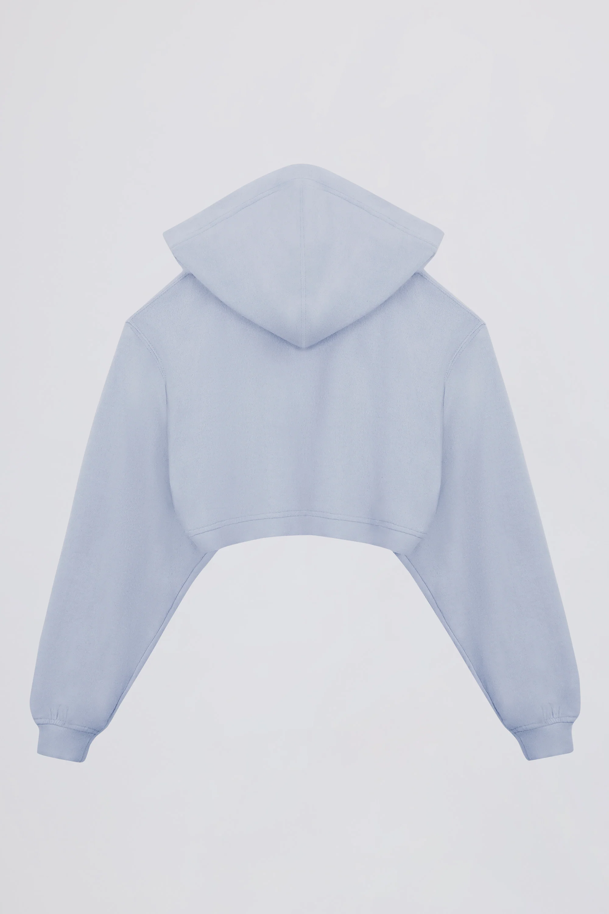 Brushed Jersey Hooded Cropped Shrug in Soft Blue - Image 3