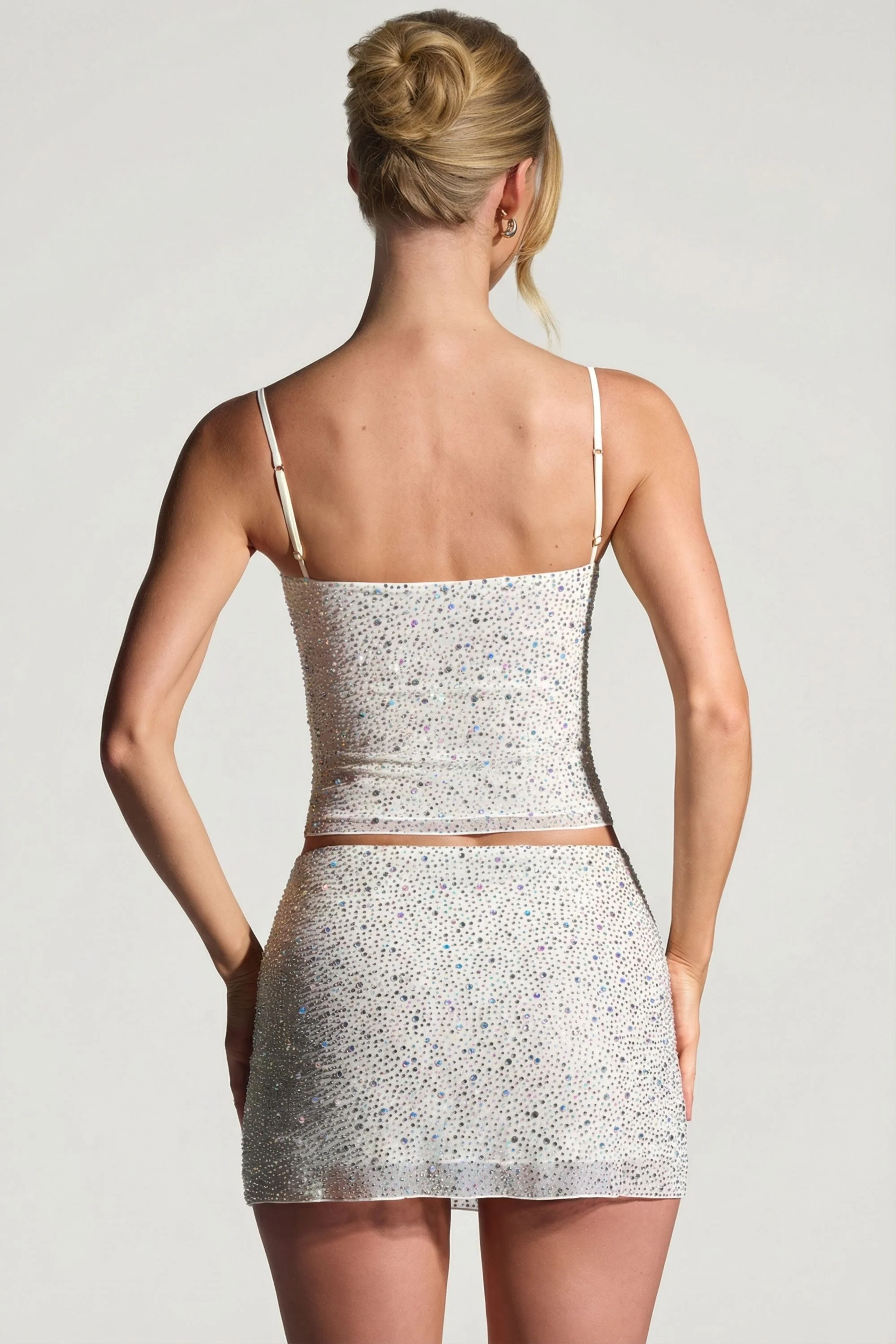 Embellished Micro Mini Skirt in White - Image 2