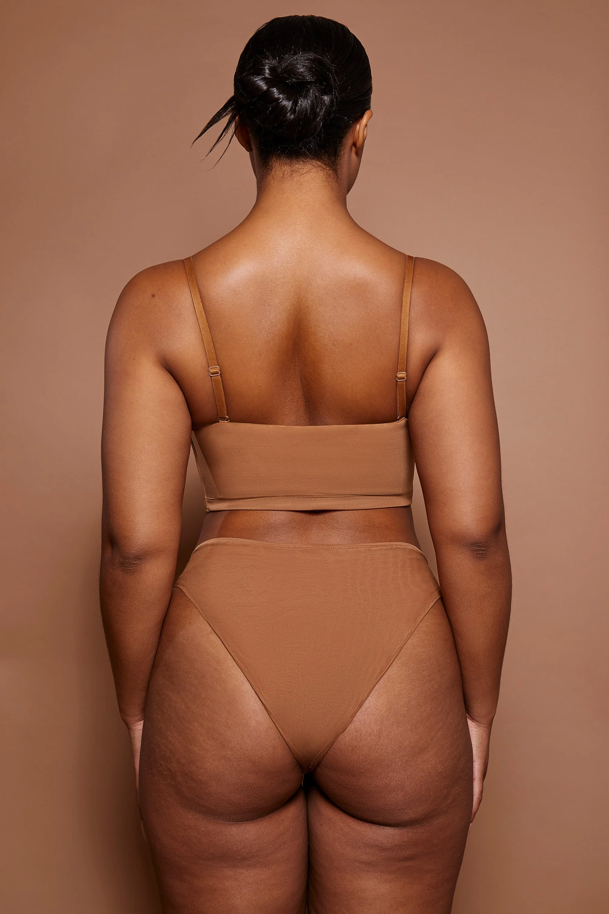 Soft Mesh Bandeau Bra in Almond - Image 3