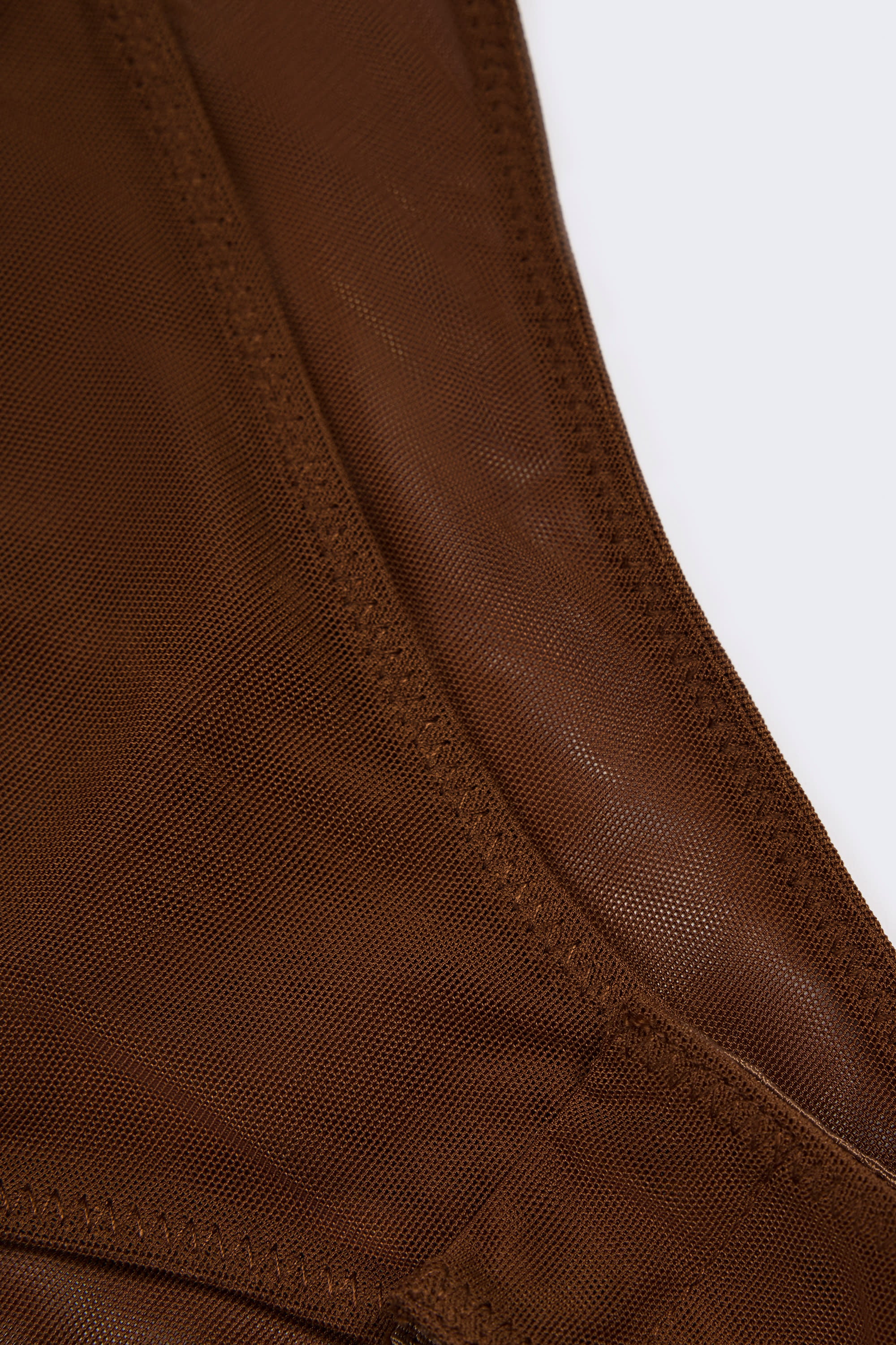 Soft Mesh Invisible Strap Thong Bodysuit in Chestnut - Image 3