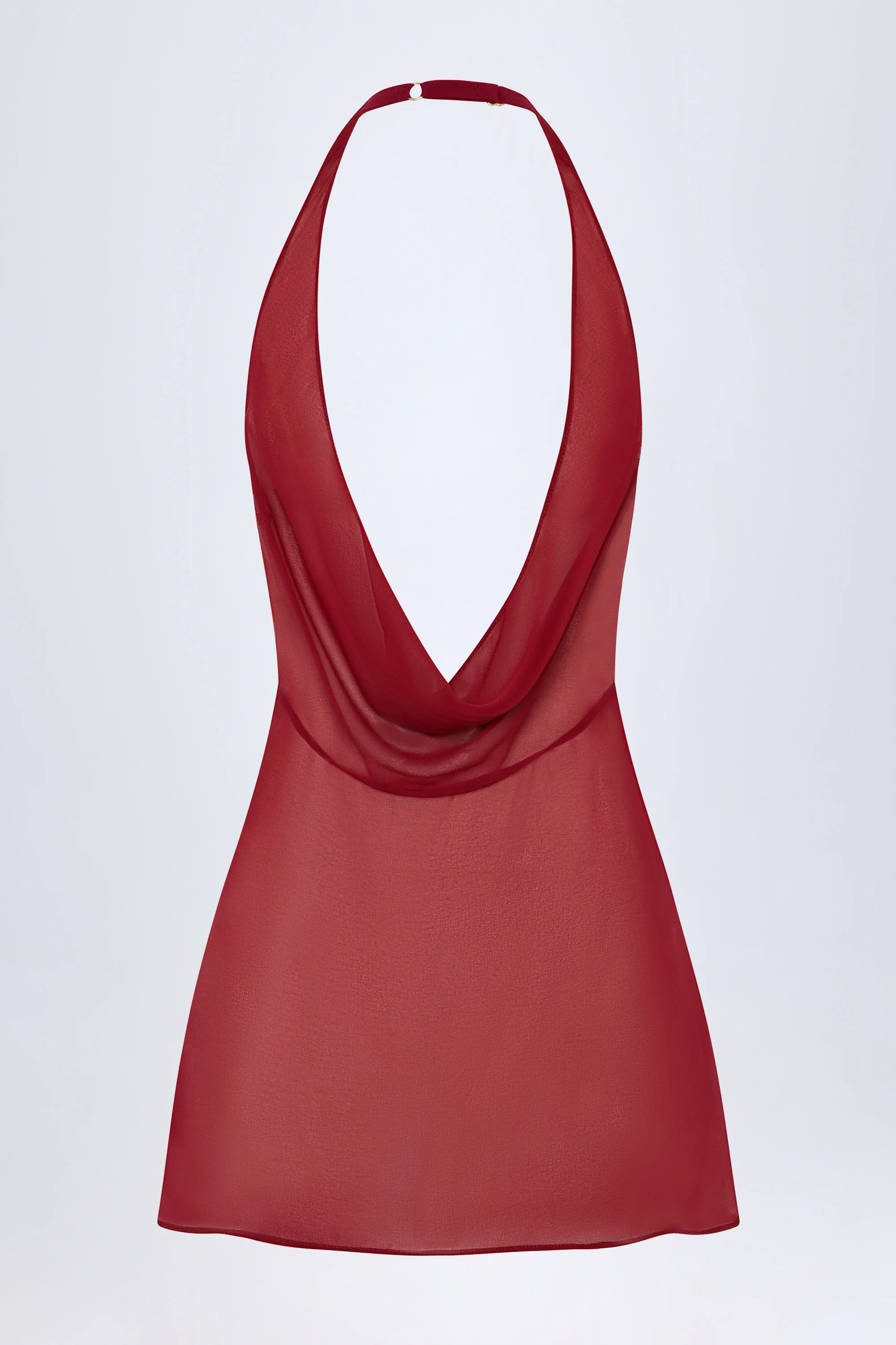 Cowl-Neck Backless Mini Dress in Dark Cherry - Image 3