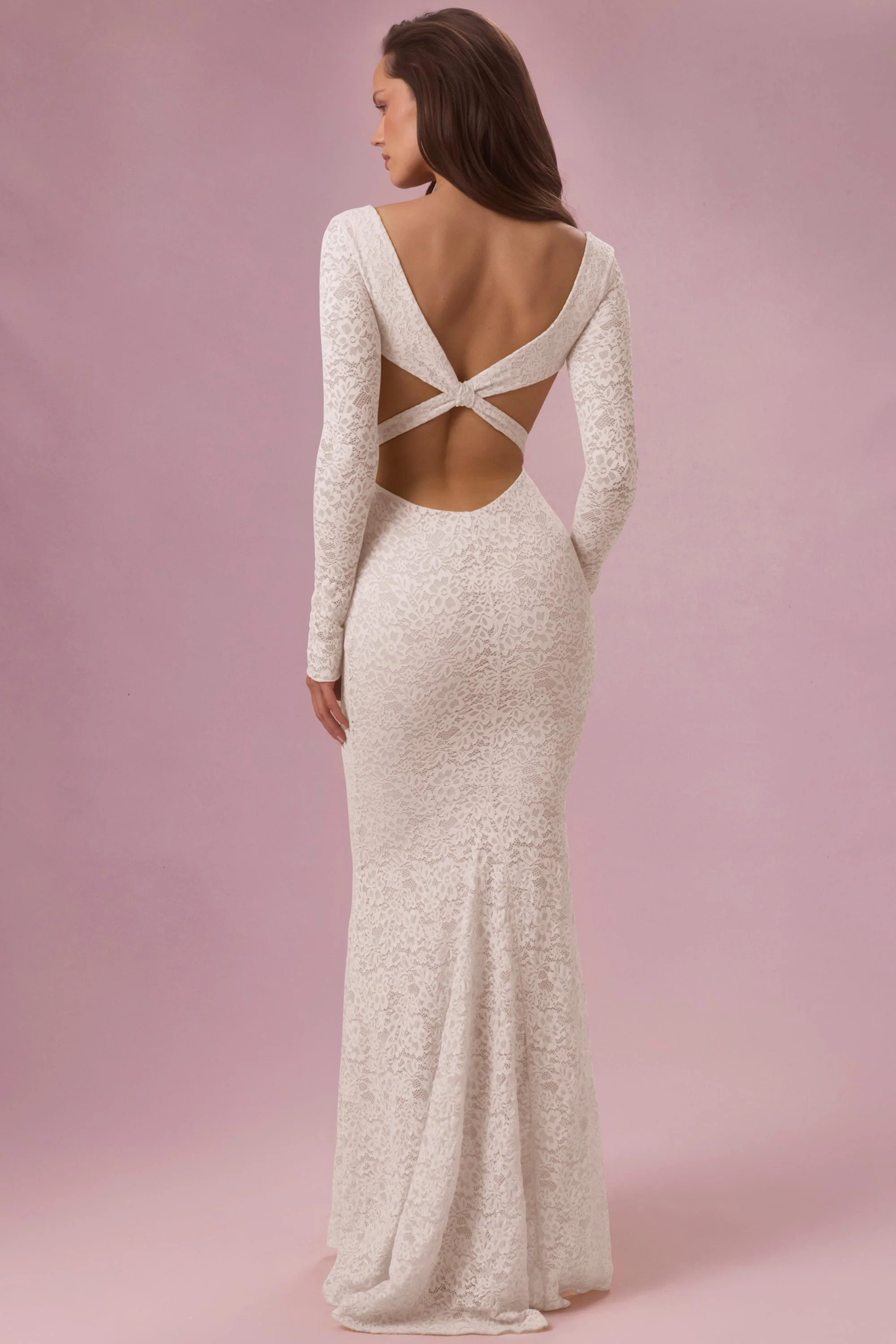 Lace Long-Sleeve Maxi Dress in Pearl - Image 7