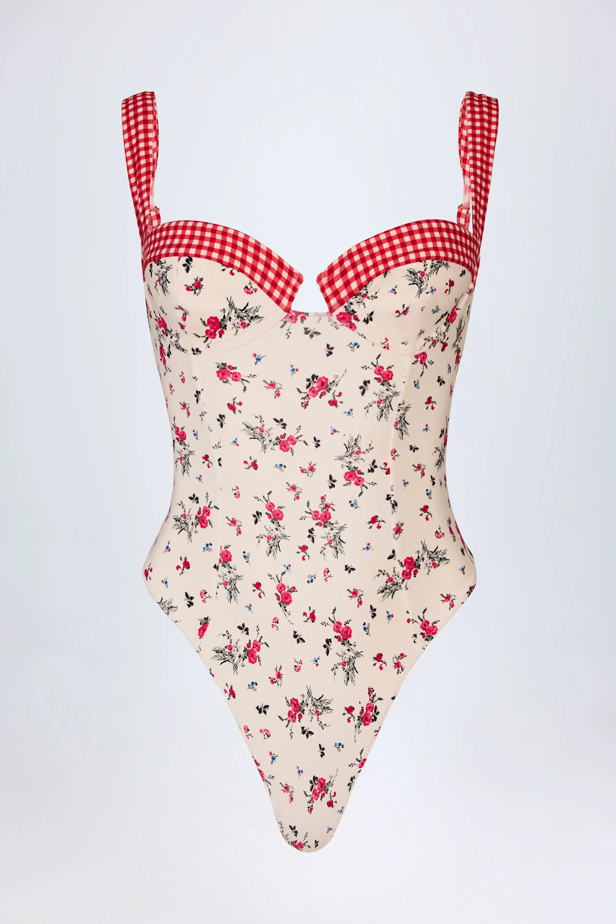 Underwired Balconette Swimsuit in Red Floral - Image 4