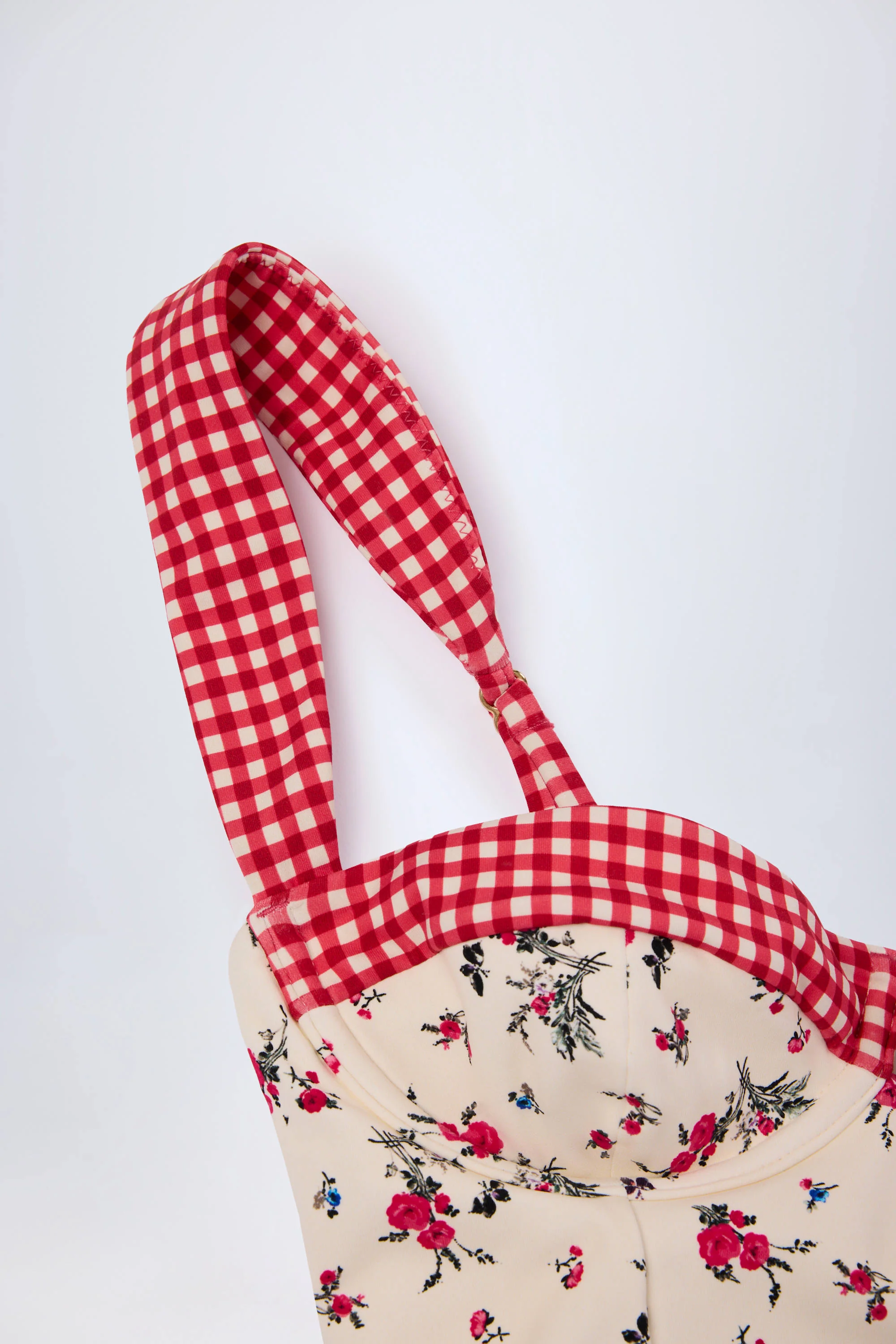 Underwired Balconette Swimsuit in Red Floral - Image 7