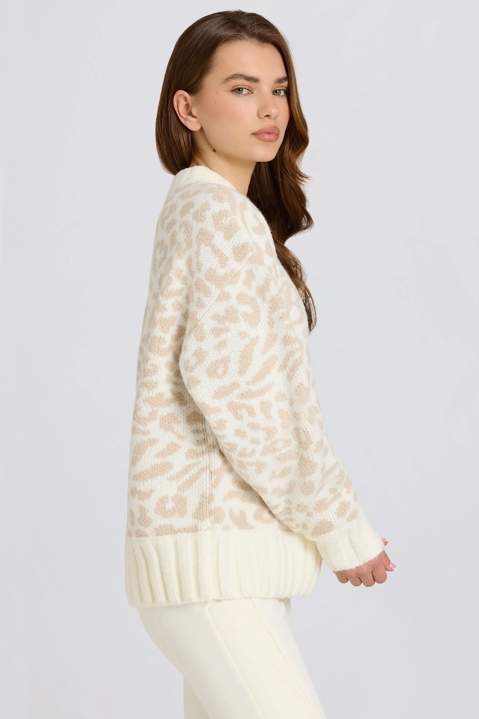 Jacquard-Knit Oversized Jumper in Ice - Image 5