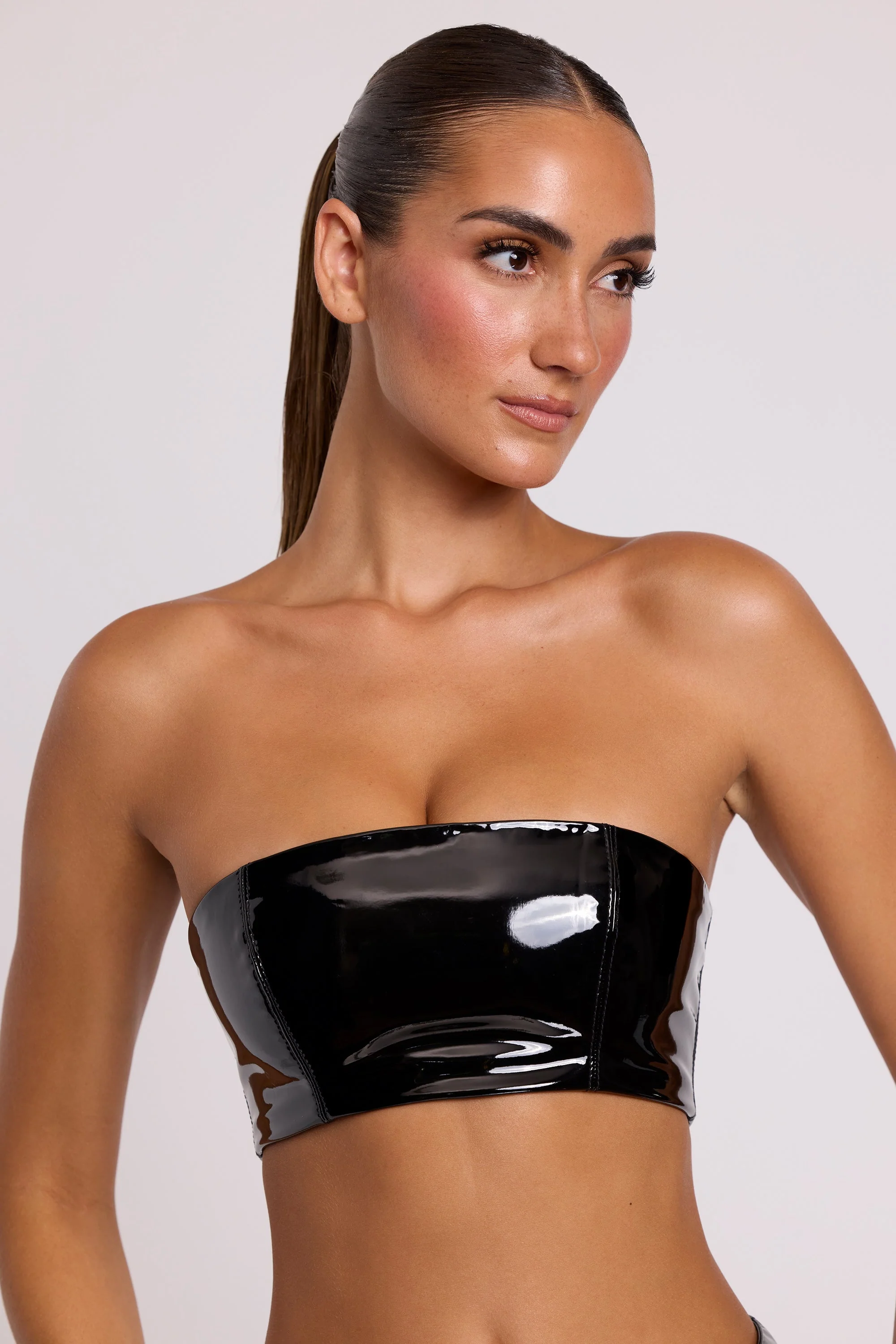 Vinyl Bandeau Bralette in Black - Image 5