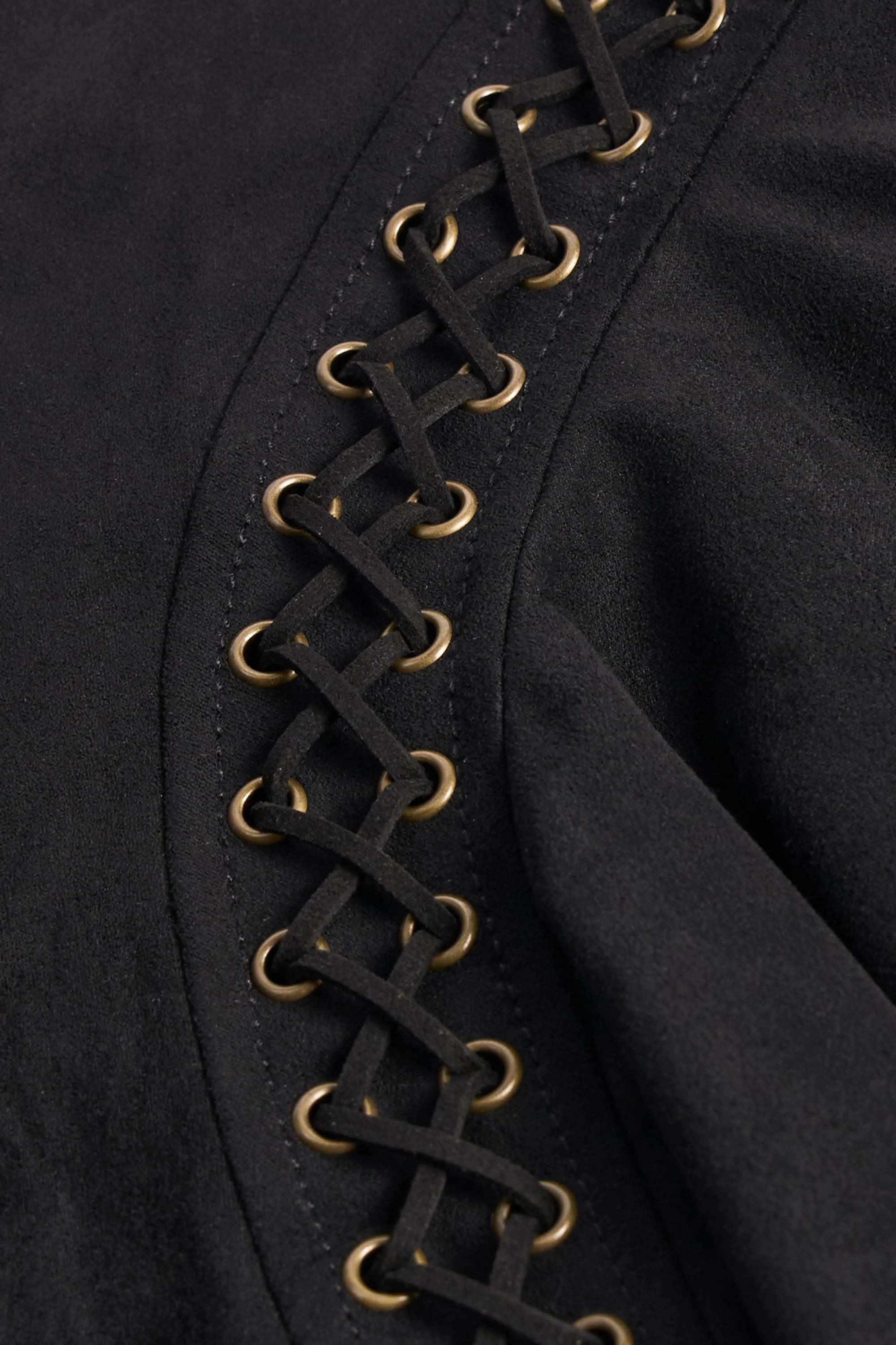Lace-Up Mid-Rise Mini Skirt in Black - Image 3