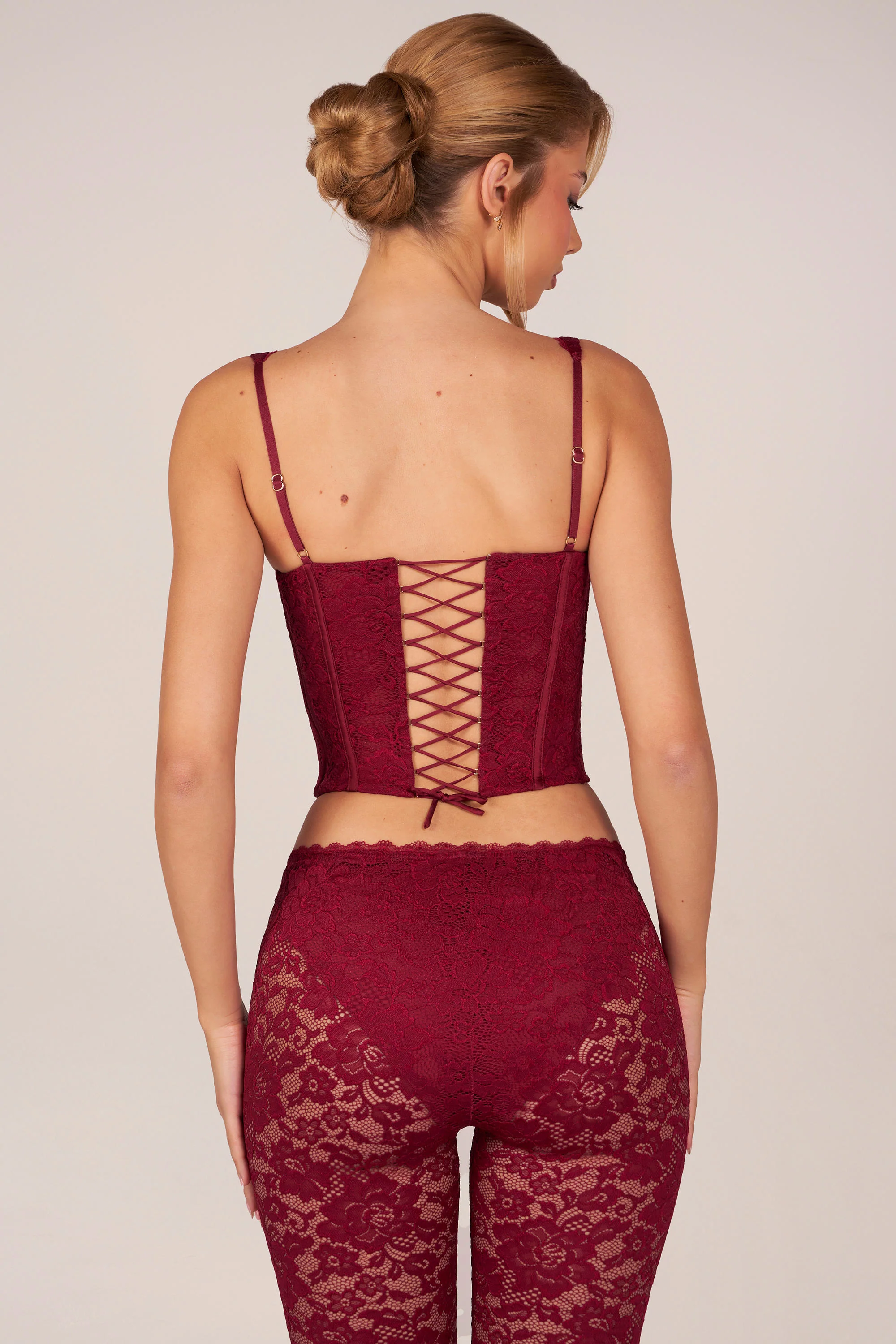 Lace-Up Corset Top in Cherry Red - Image 6