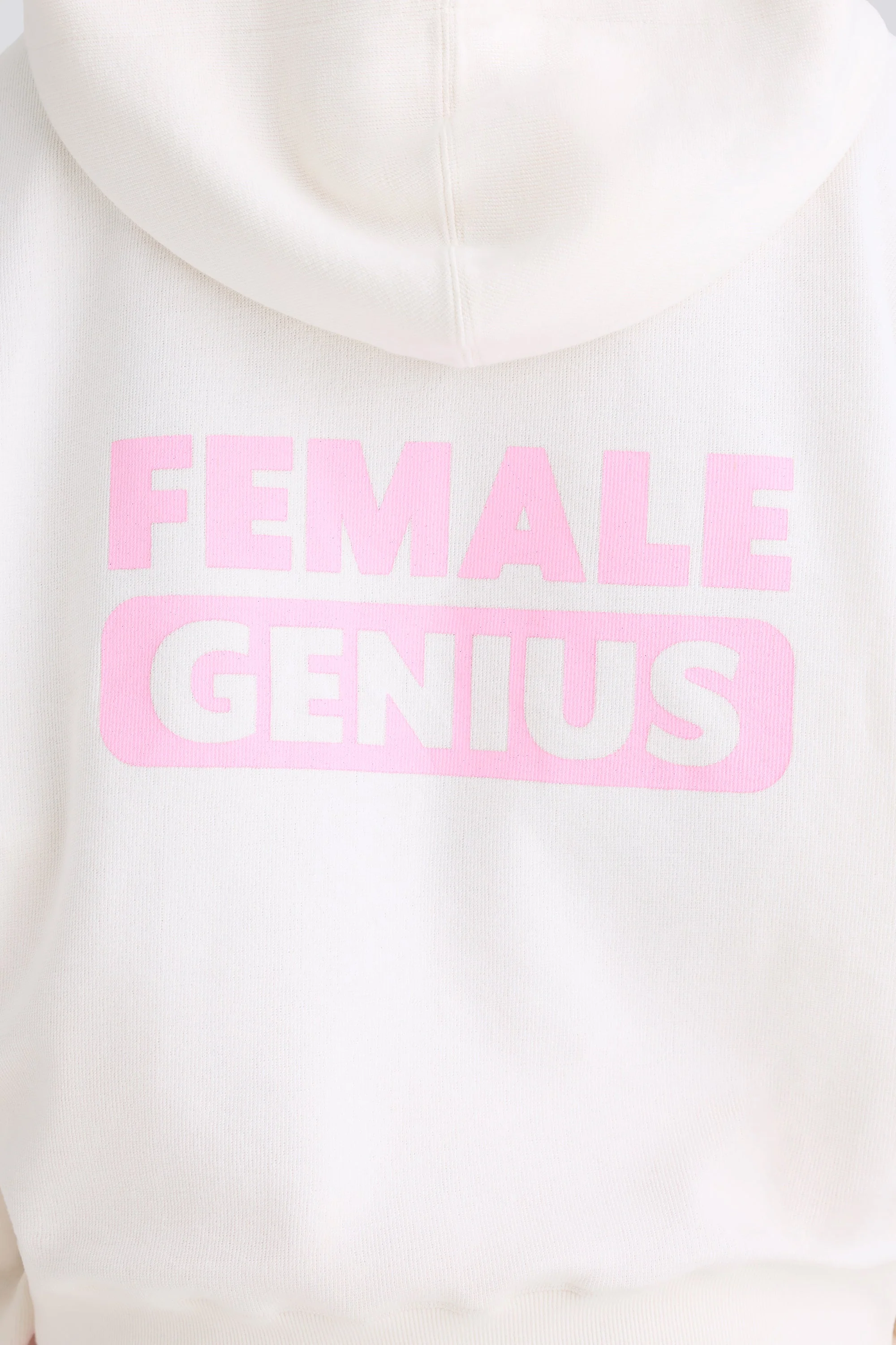 Textured Cotton Jersey Graphic Print Hoodie in White - Image 4