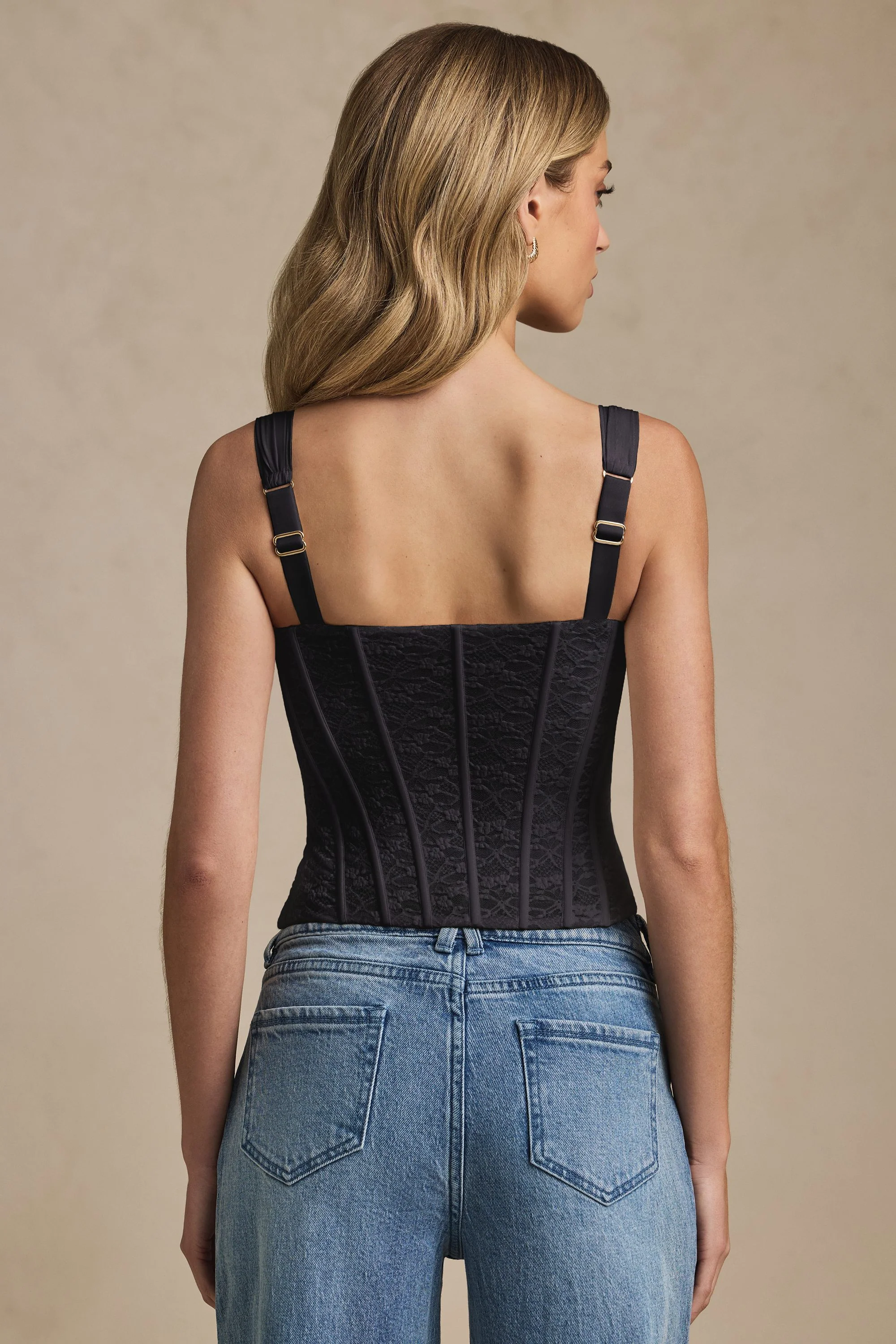 Underwired Lace Corset Top in Black - Image 3