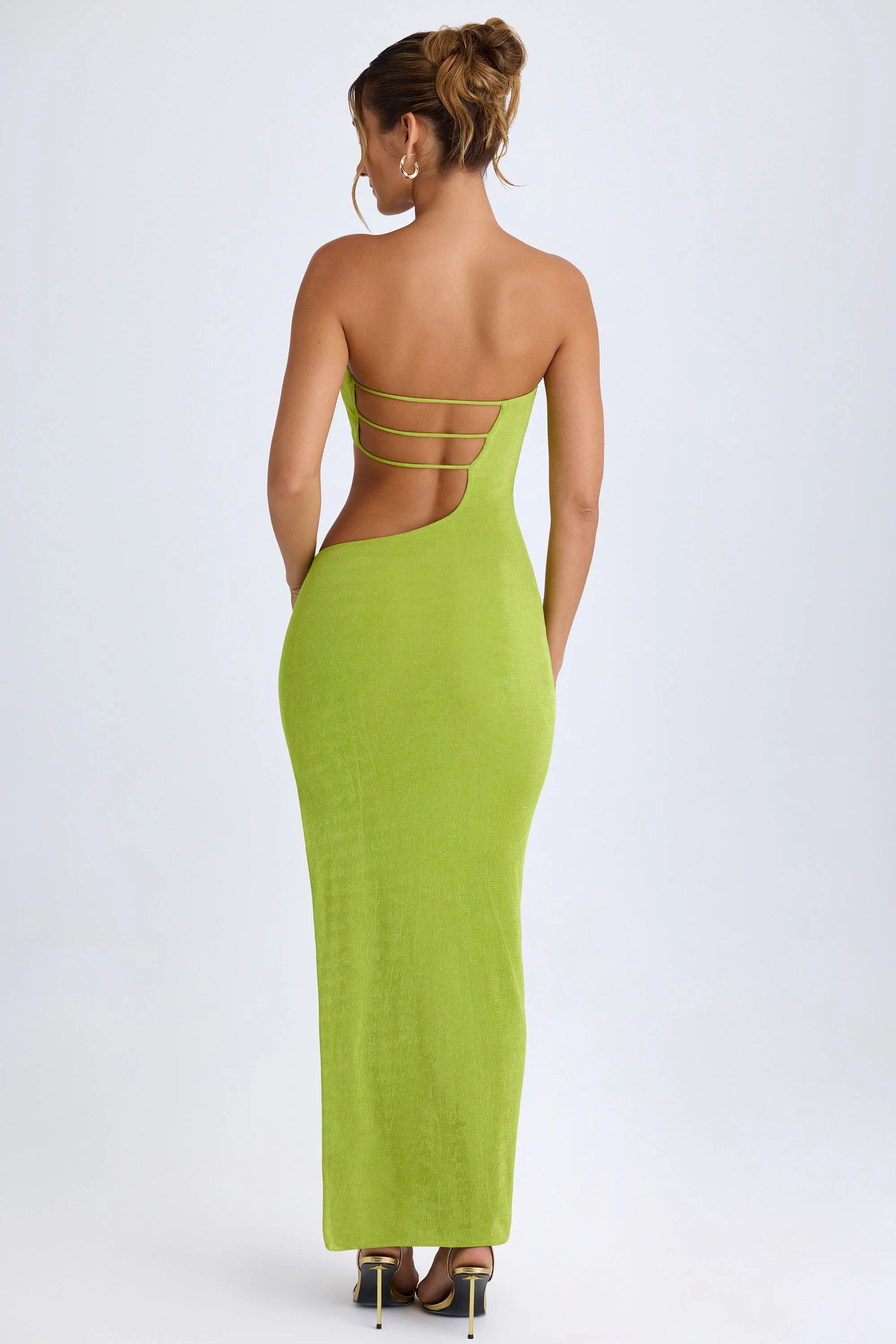 Cut-Out Bandeau Maxi Dress in Pear Green - Image 2