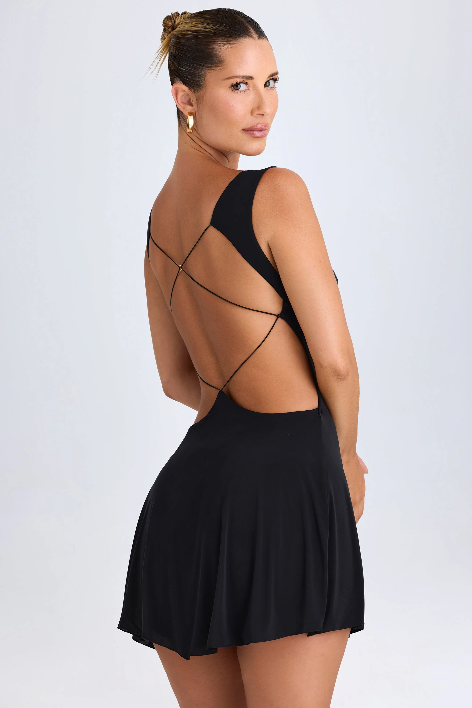 Plunge Cut-Out Mini Dress in Black - Image 6