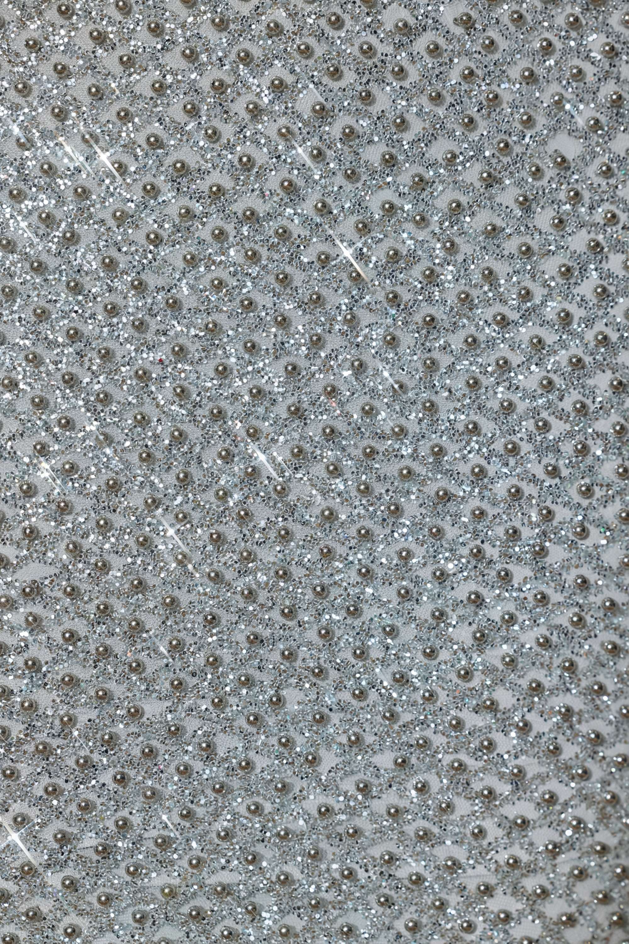 Embellished Cut-Out Gown in Silver - Image 5
