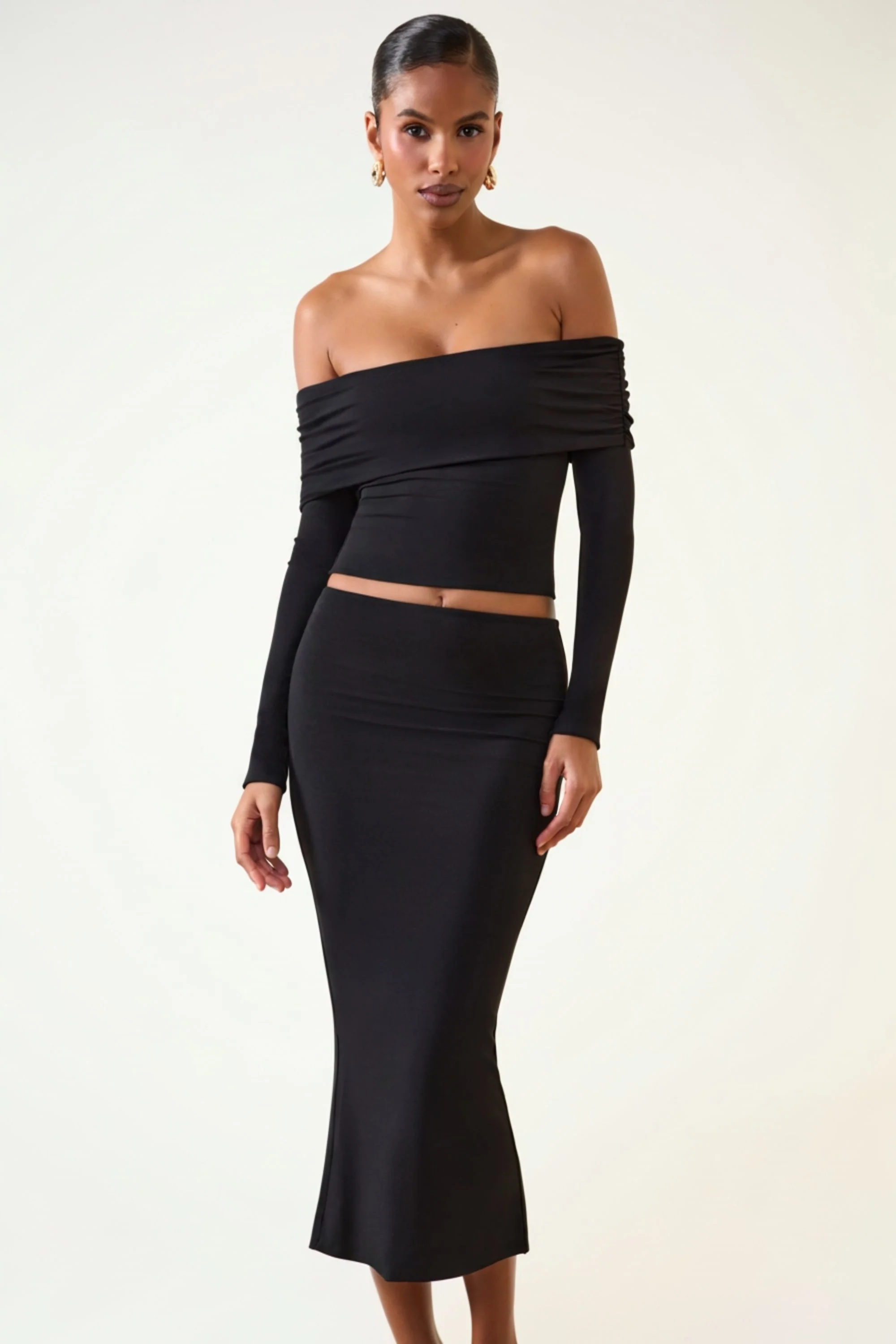 Modal Off-Shoulder Long-Sleeve Top in Black - Image 5