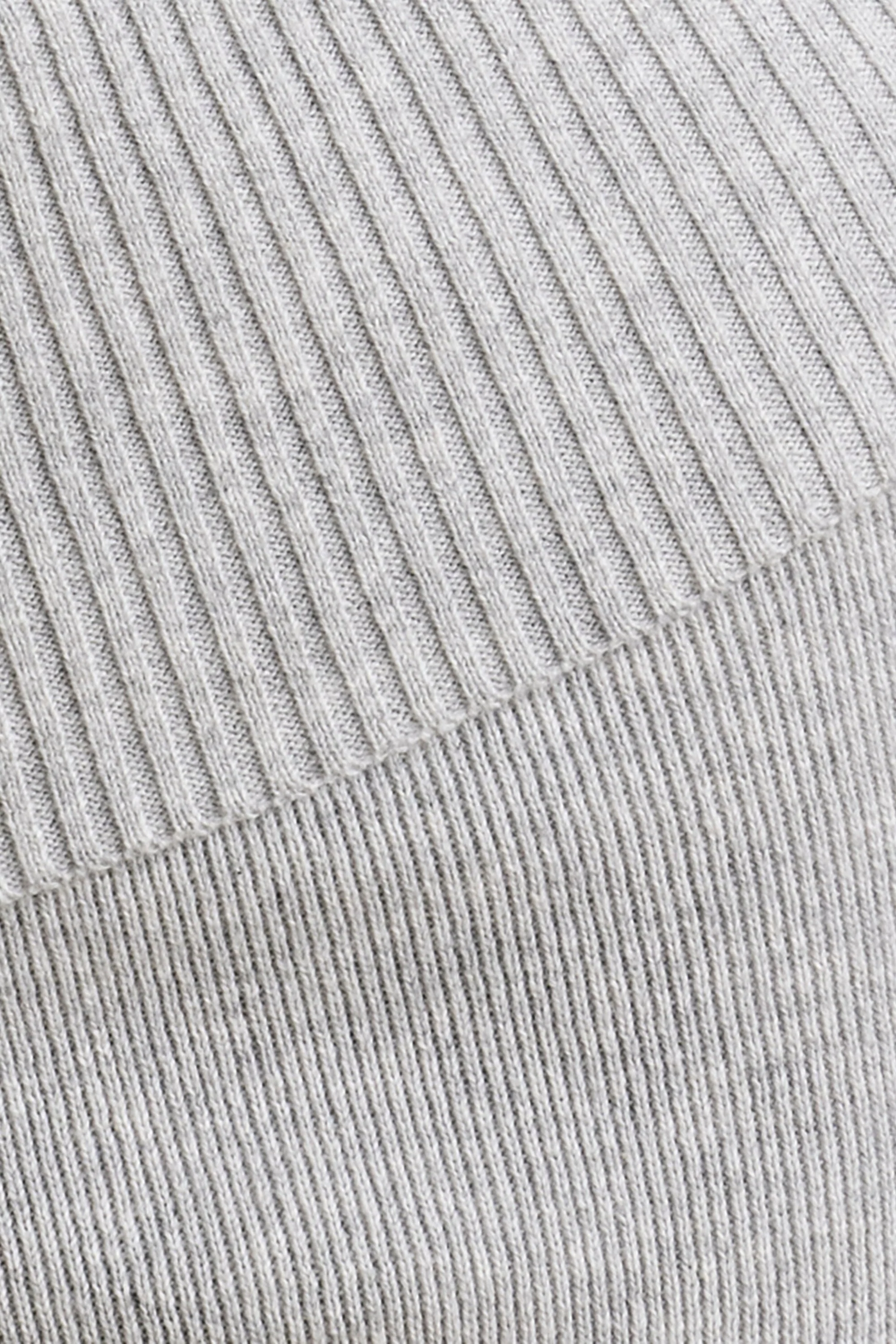 Chunky Knit Foldover Kick Flare Trousers in Grey Marl - Image 4