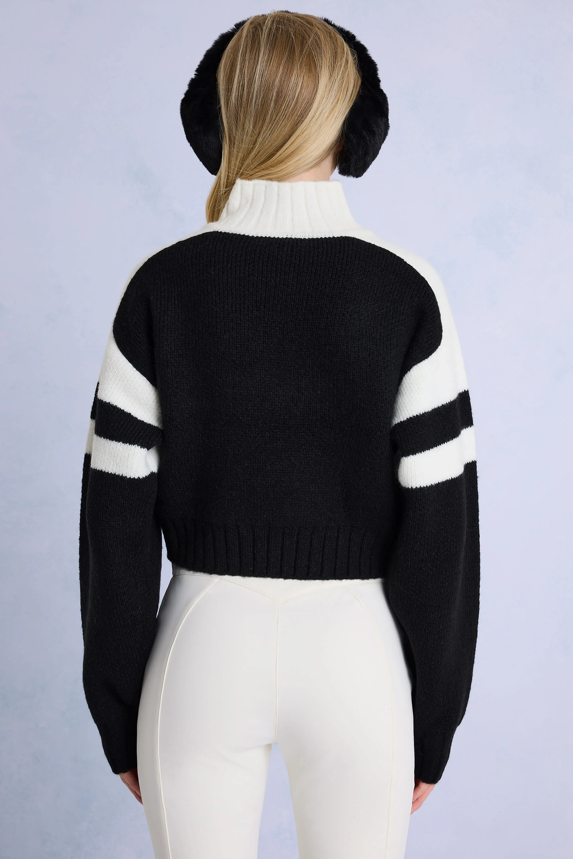 Knit Logo Cropped Jumper in Black - Image 2