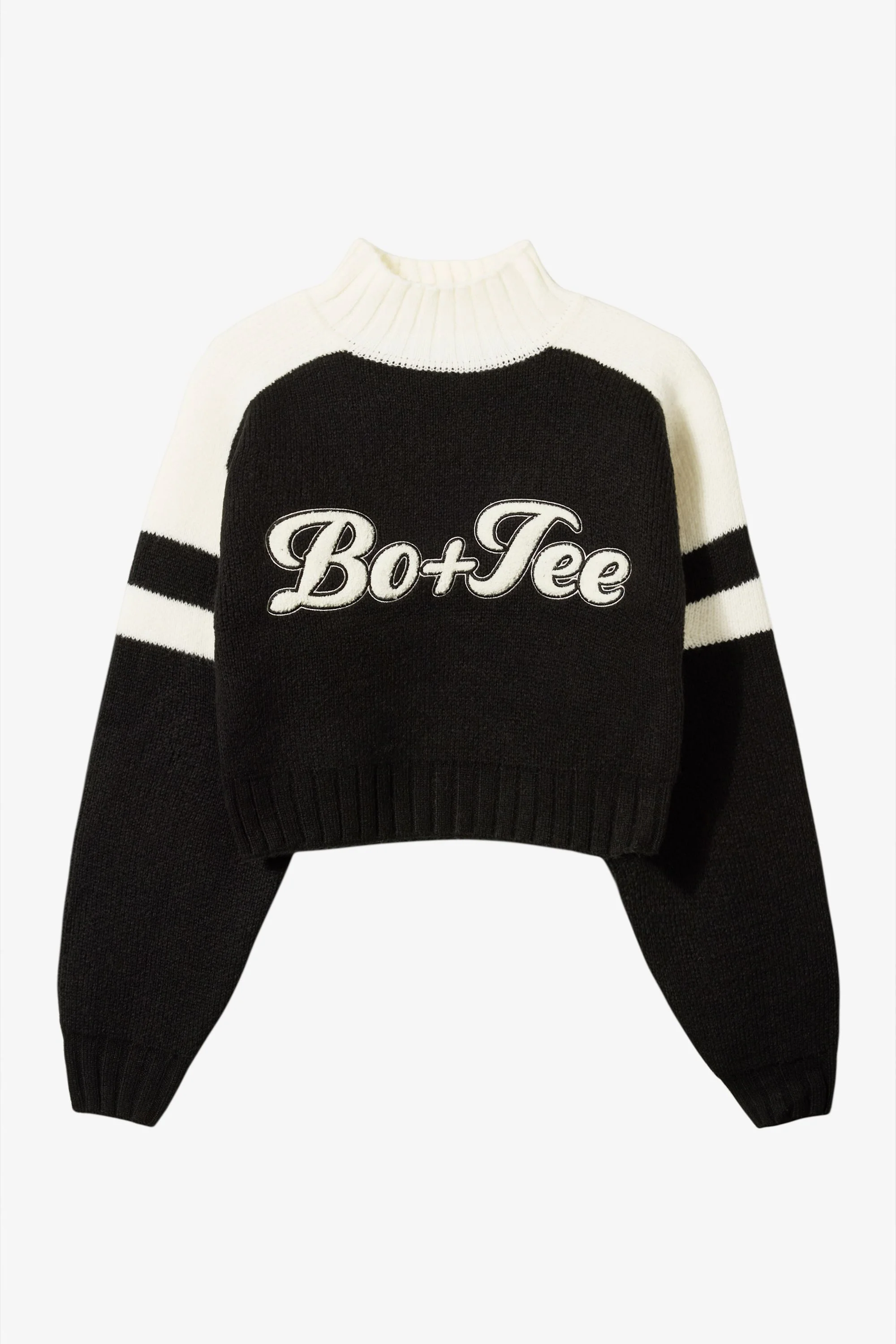 Knit Logo Cropped Jumper in Black - Image 3