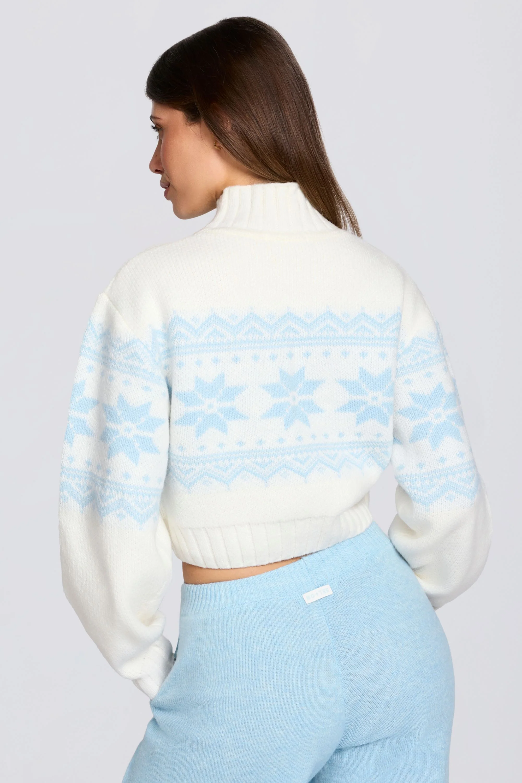 Jacquard-Knit Cropped Jumper in Ivory - Image 2
