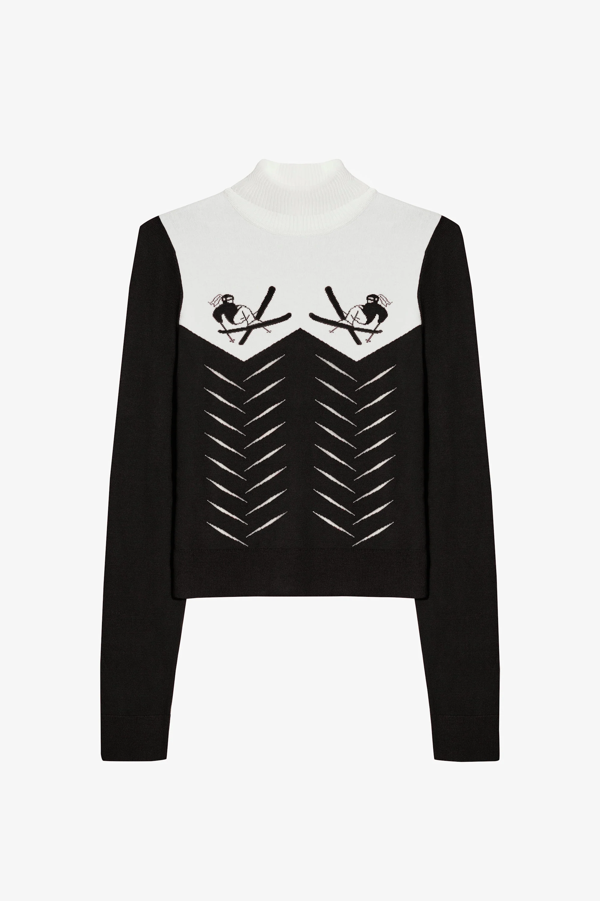 Knit Long-Sleeve Fitted Top in Black - Image 3