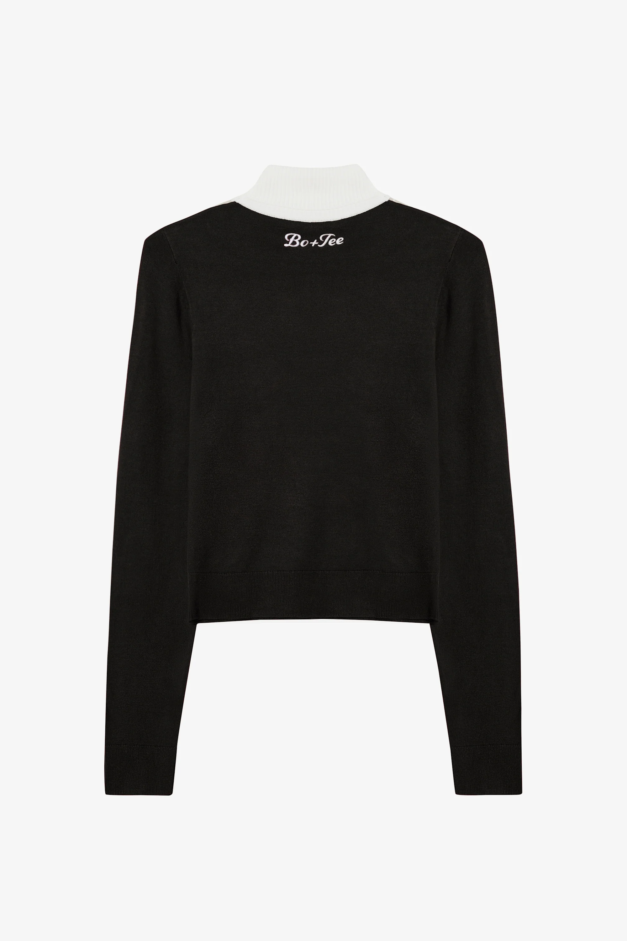Knit Long-Sleeve Fitted Top in Black - Image 4
