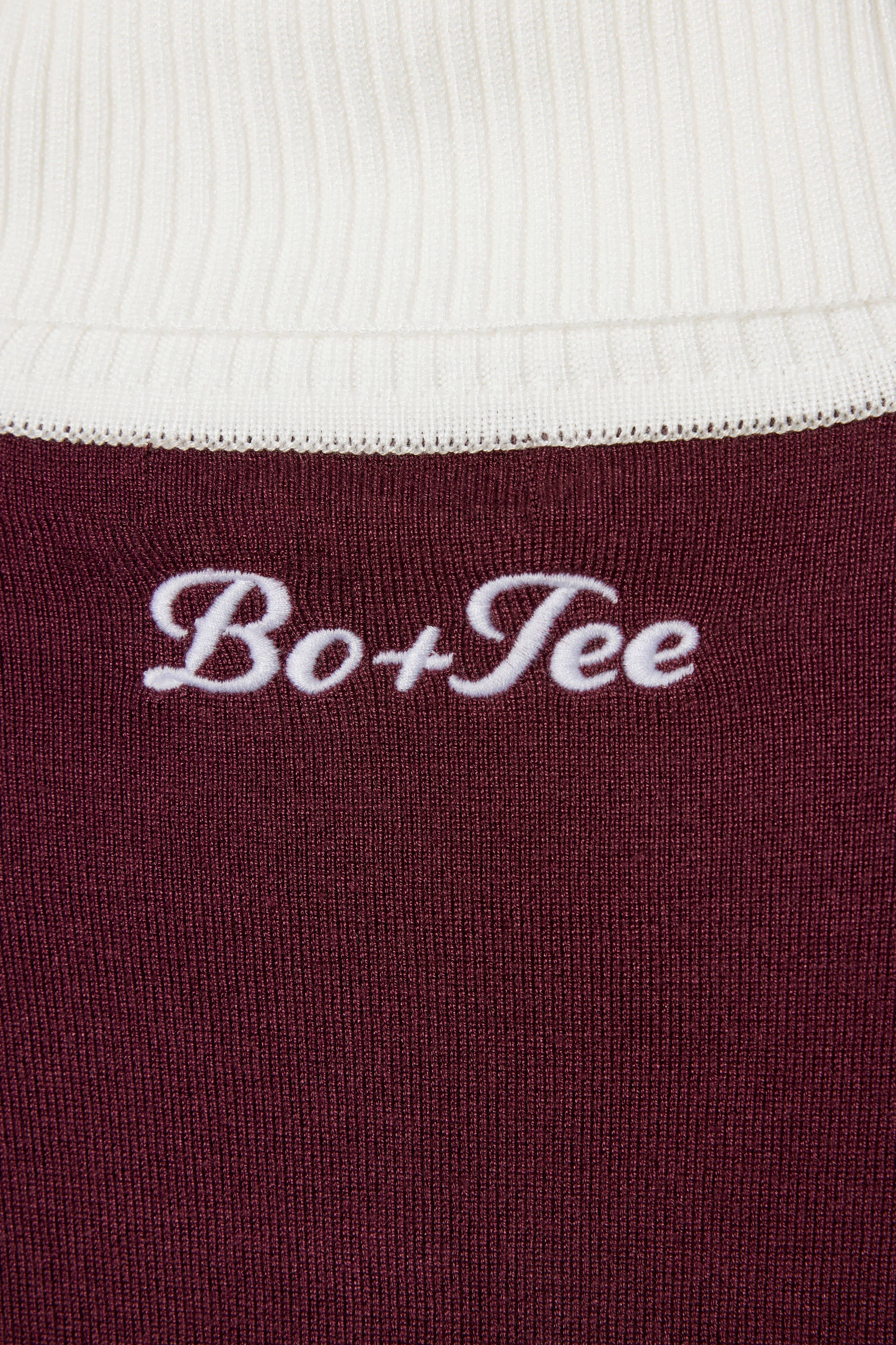 Knit Long-Sleeve Fitted Top in Burgundy - Image 3