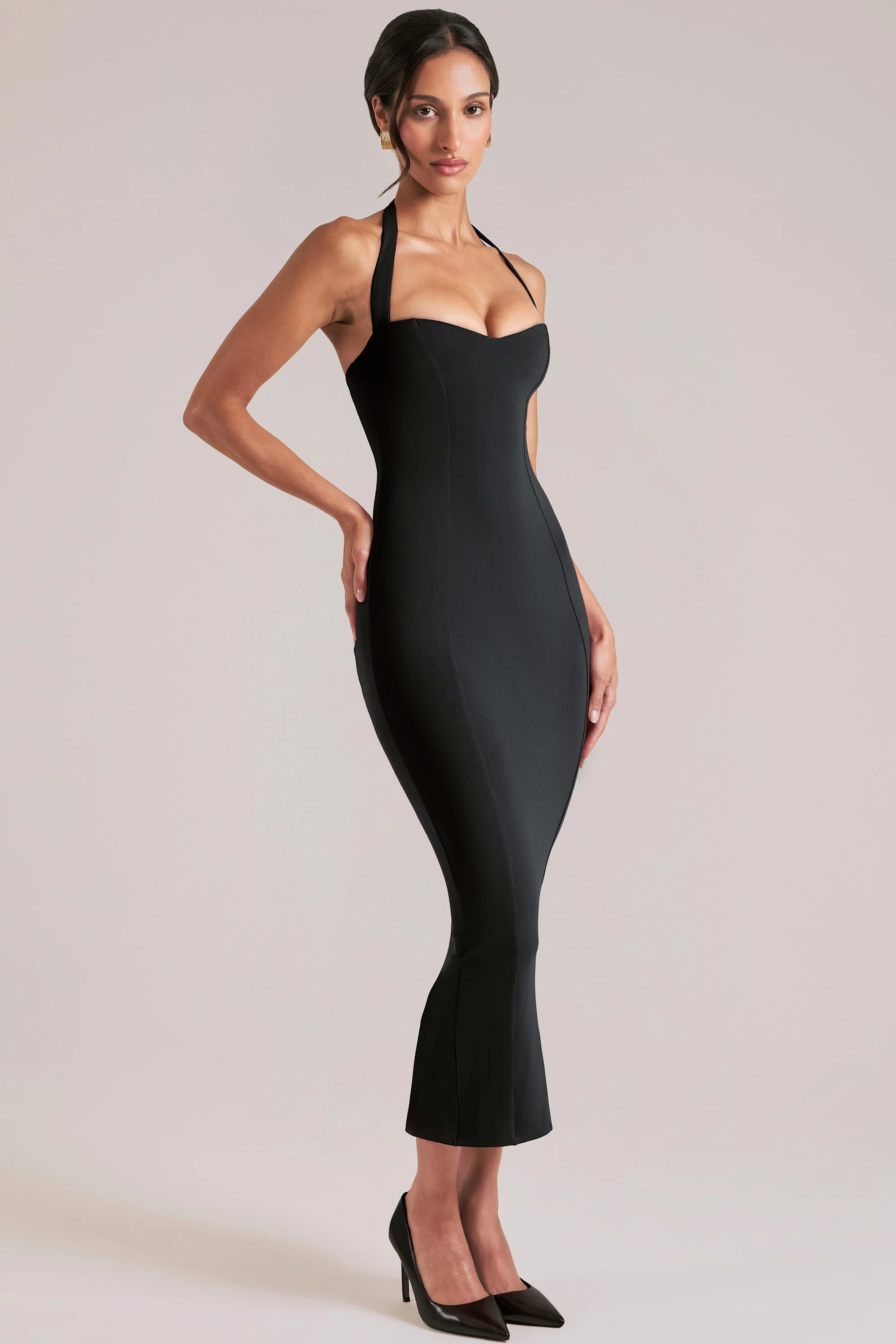 Halterneck Midaxi Dress in Black - Image 7