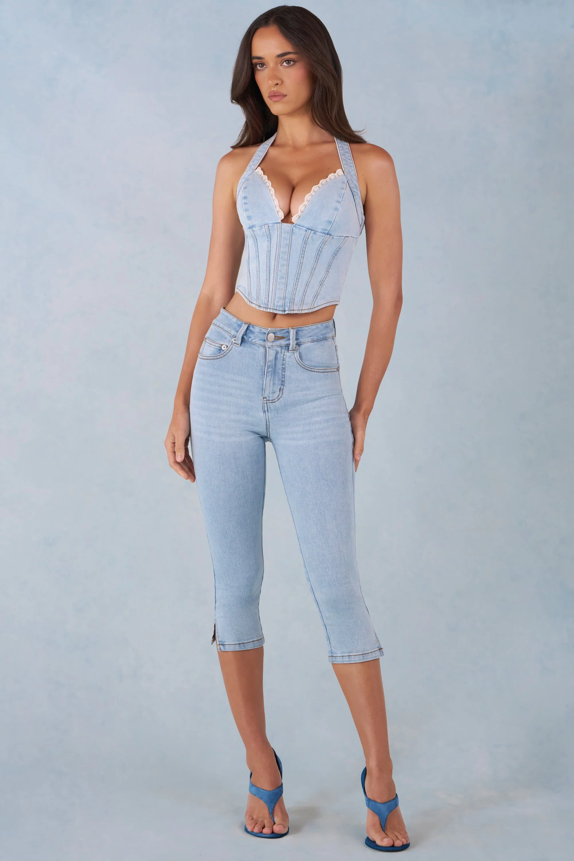 Mid-Rise Denim Capri Jeans in Light Denim - Image 8