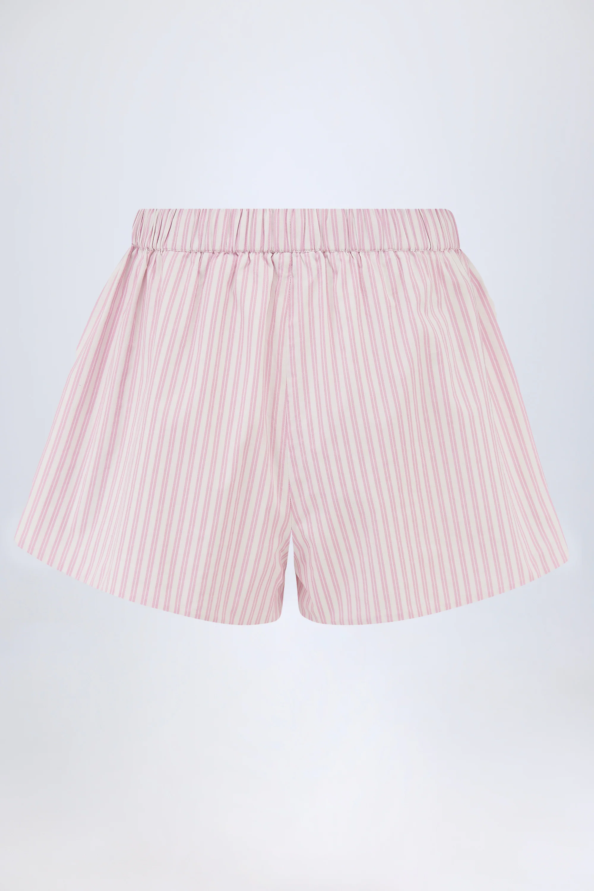 Mid-Rise Cotton-Poplin Shorts in Pink Stripe - Image 3